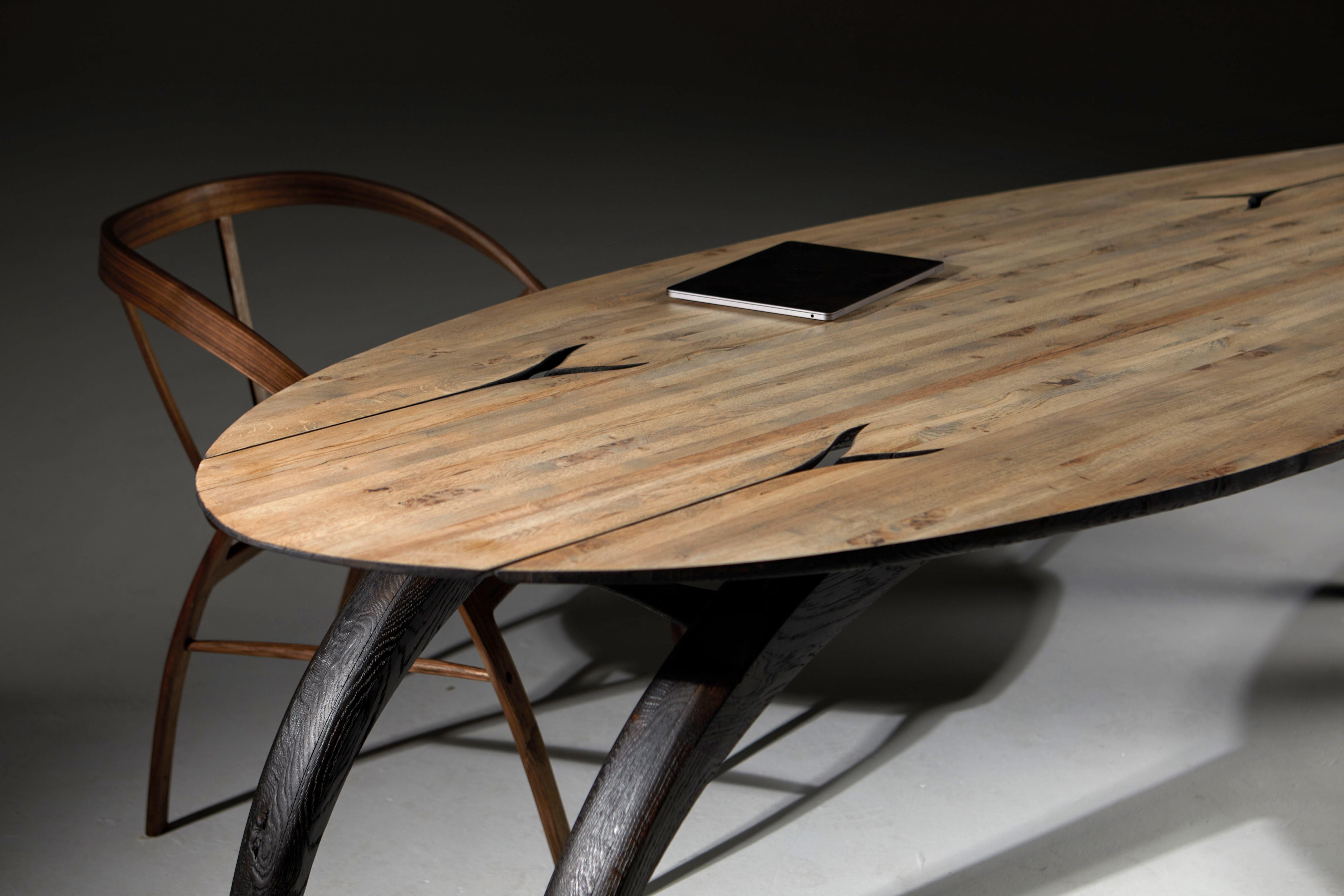 Leap Table, Scorched Oak Legs, Unique. By Jonathan Field 8