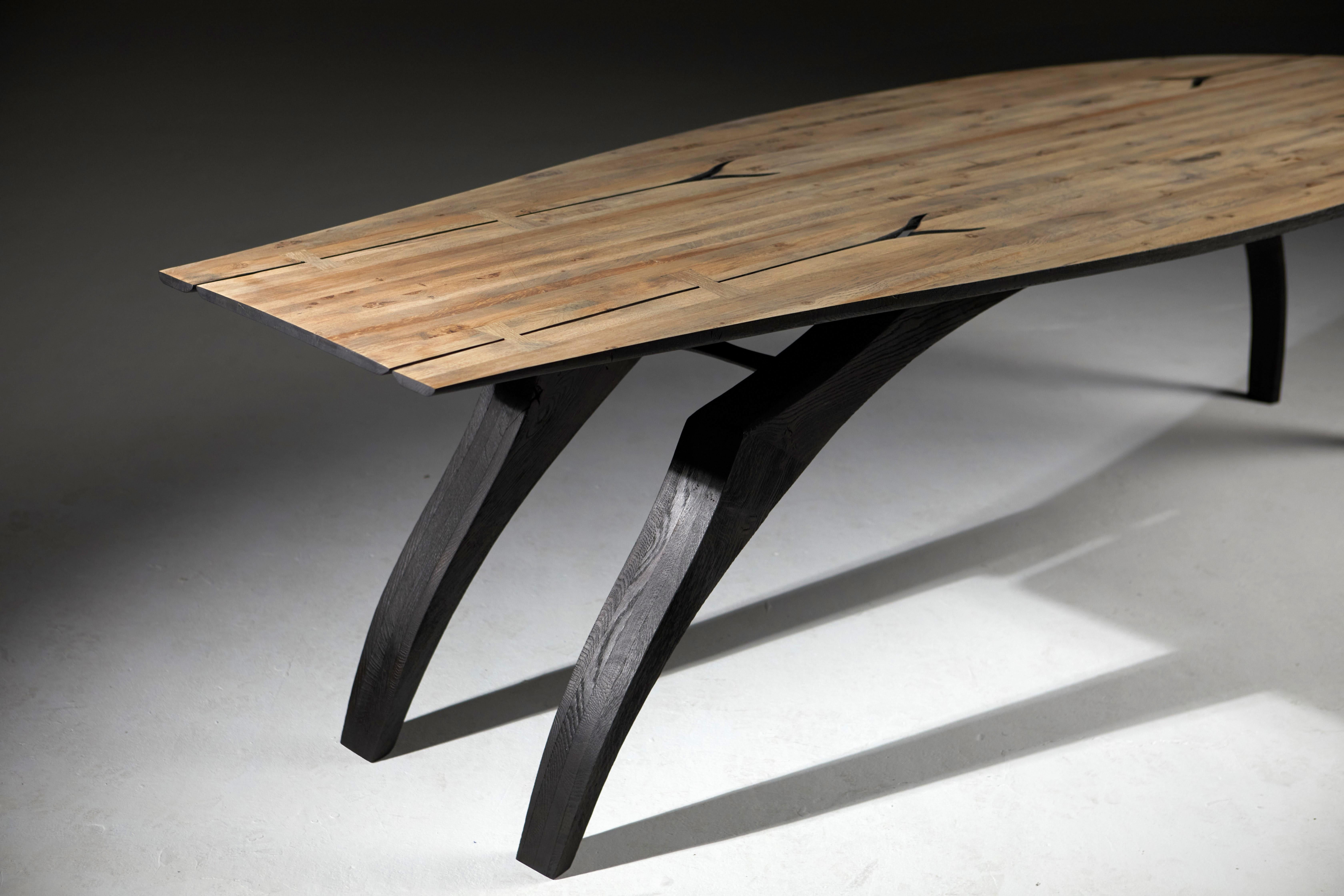 Leap Table, Scorched Oak Legs, Unique. By Jonathan Field 10