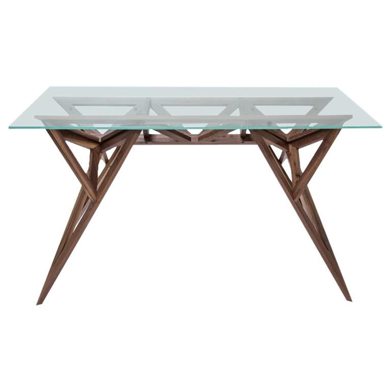 Leapfrog Design Table, Essential in Wood and Glass For Sale