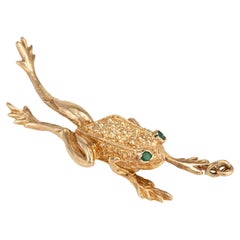 Leaping Frog Pendant Vintage 14k Yellow Gold Estate Animal Jewelry Long Legs