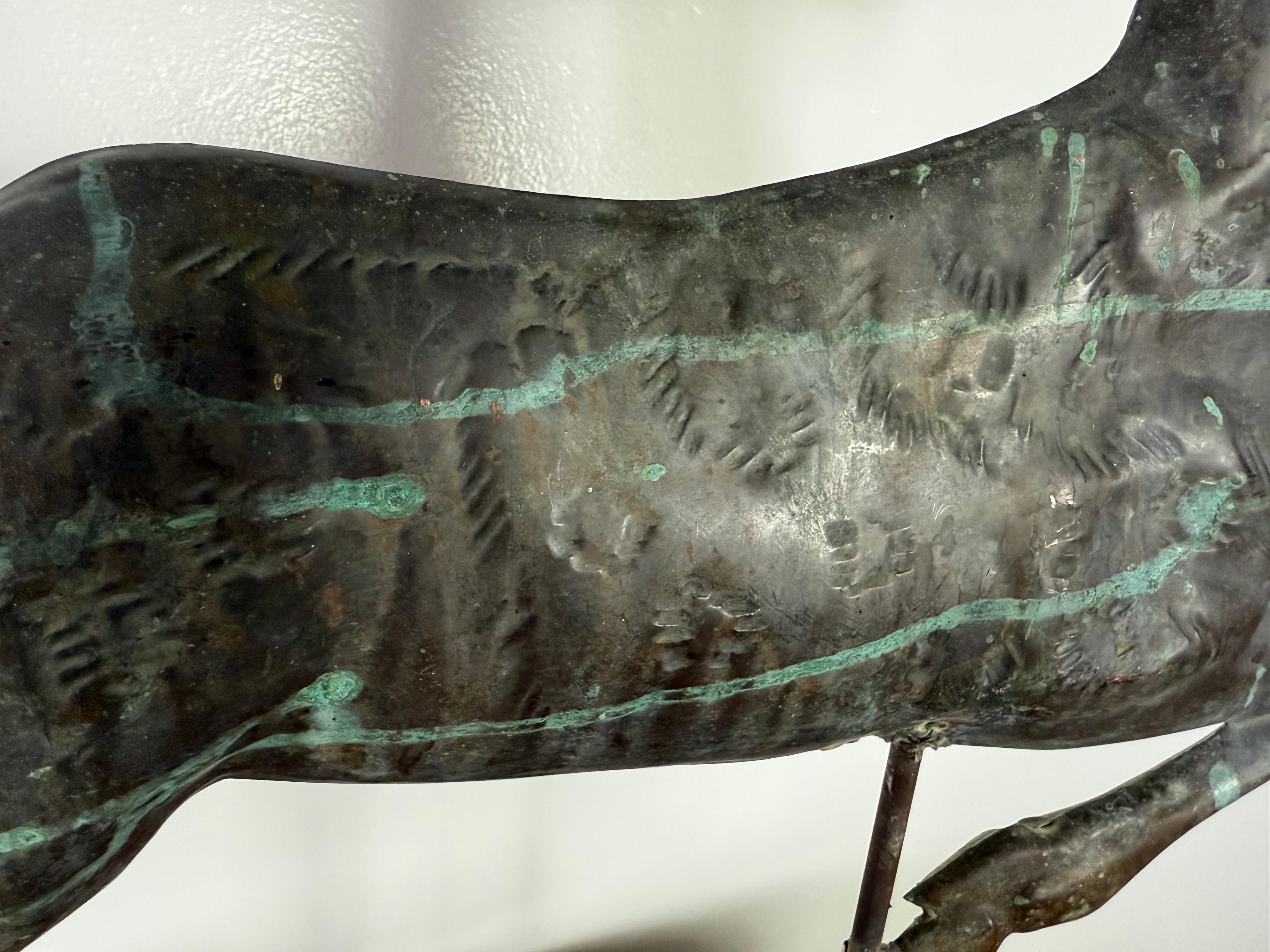 Leaping Stag Weathervane Mounted on Marble Base C. 1940's For Sale 5