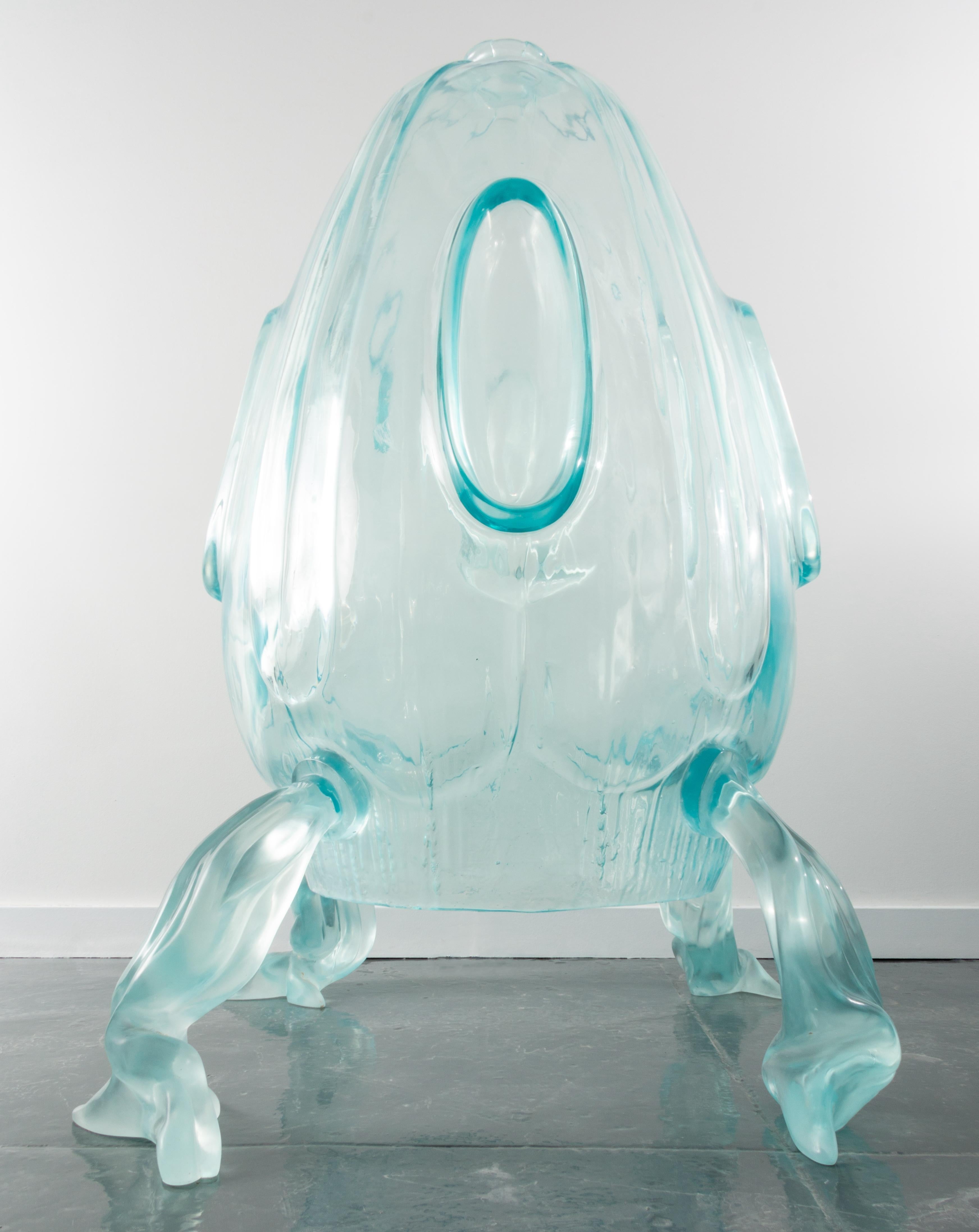 Contemporary Learning to Fly Large Modern Abstract Sculpture in Blue Cast Resin by Karen Atta For Sale