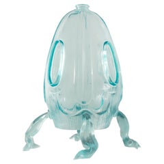 Learning to Fly Large Modern Abstract Sculpture in Blue Cast Resin by Karen Atta