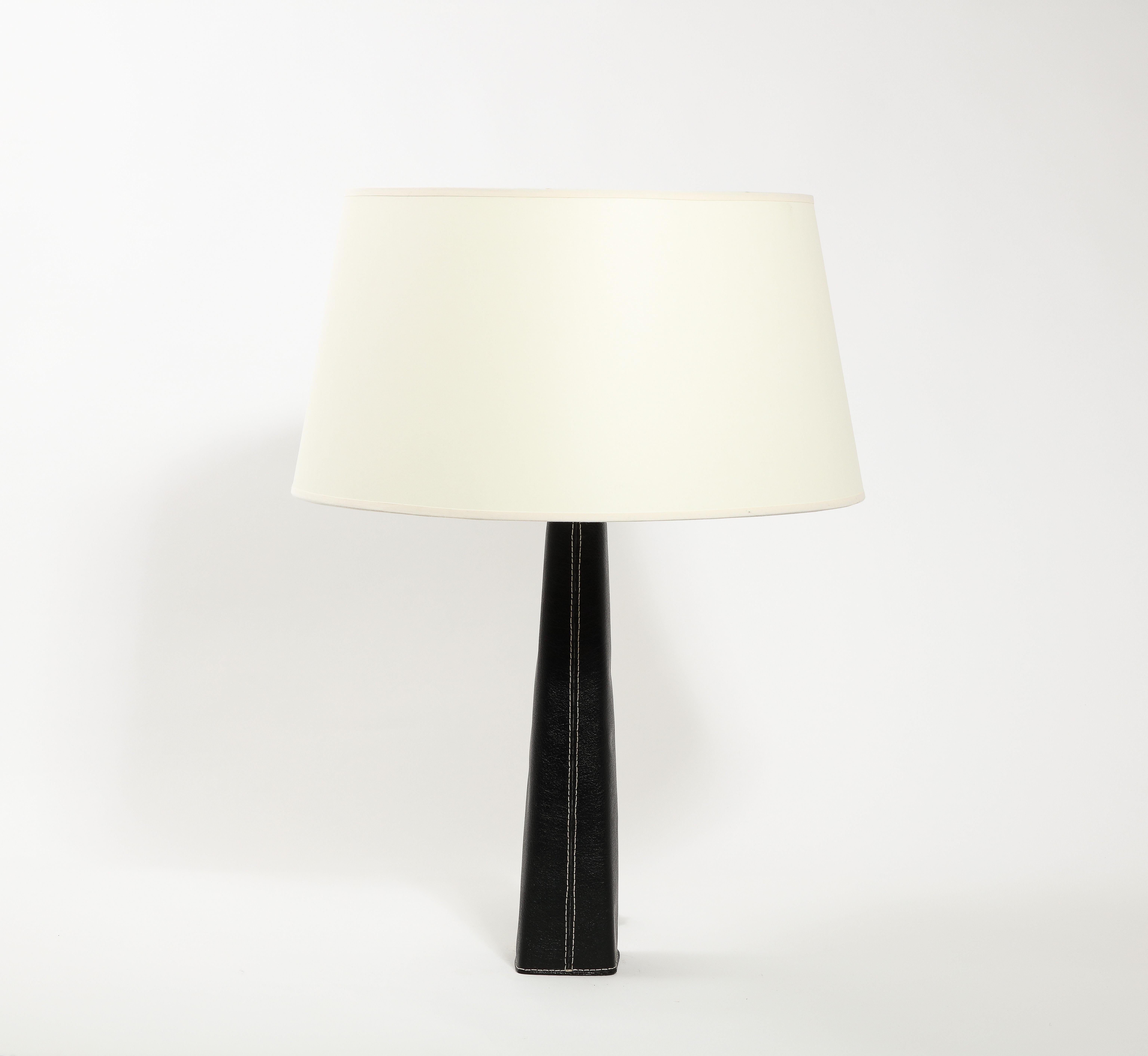 Learthe Covered Table Lamp by Metalarte, Spain 1970's For Sale 5