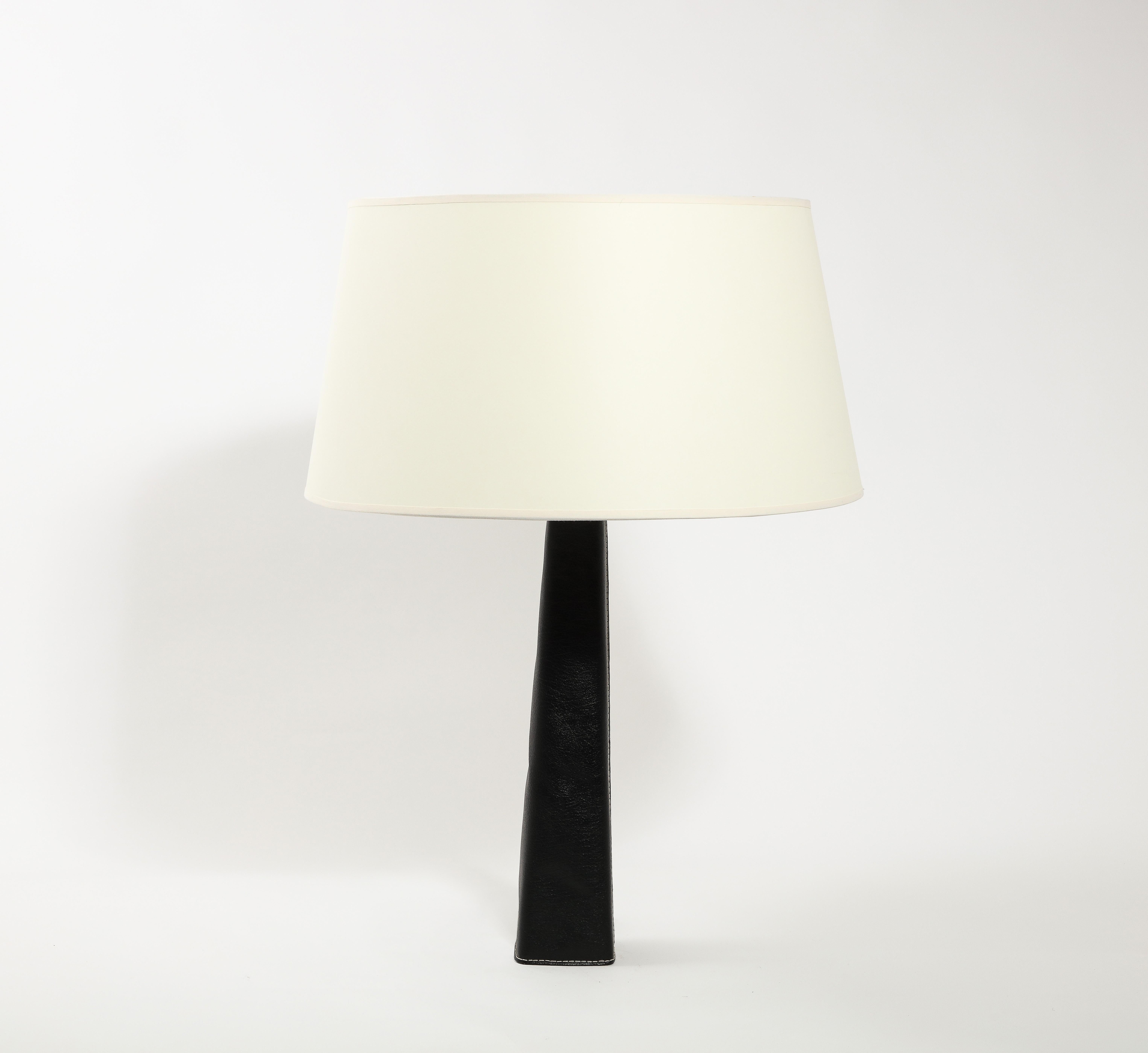 Learthe Covered Table Lamp by Metalarte, Spain 1970's For Sale 6