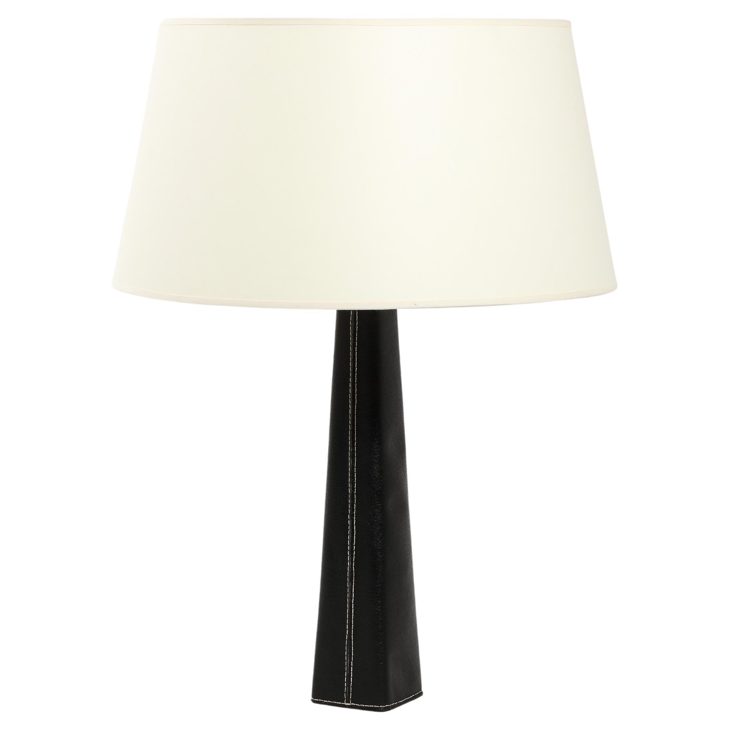 Learthe Covered Table Lamp by Metalarte, Spain 1970's For Sale