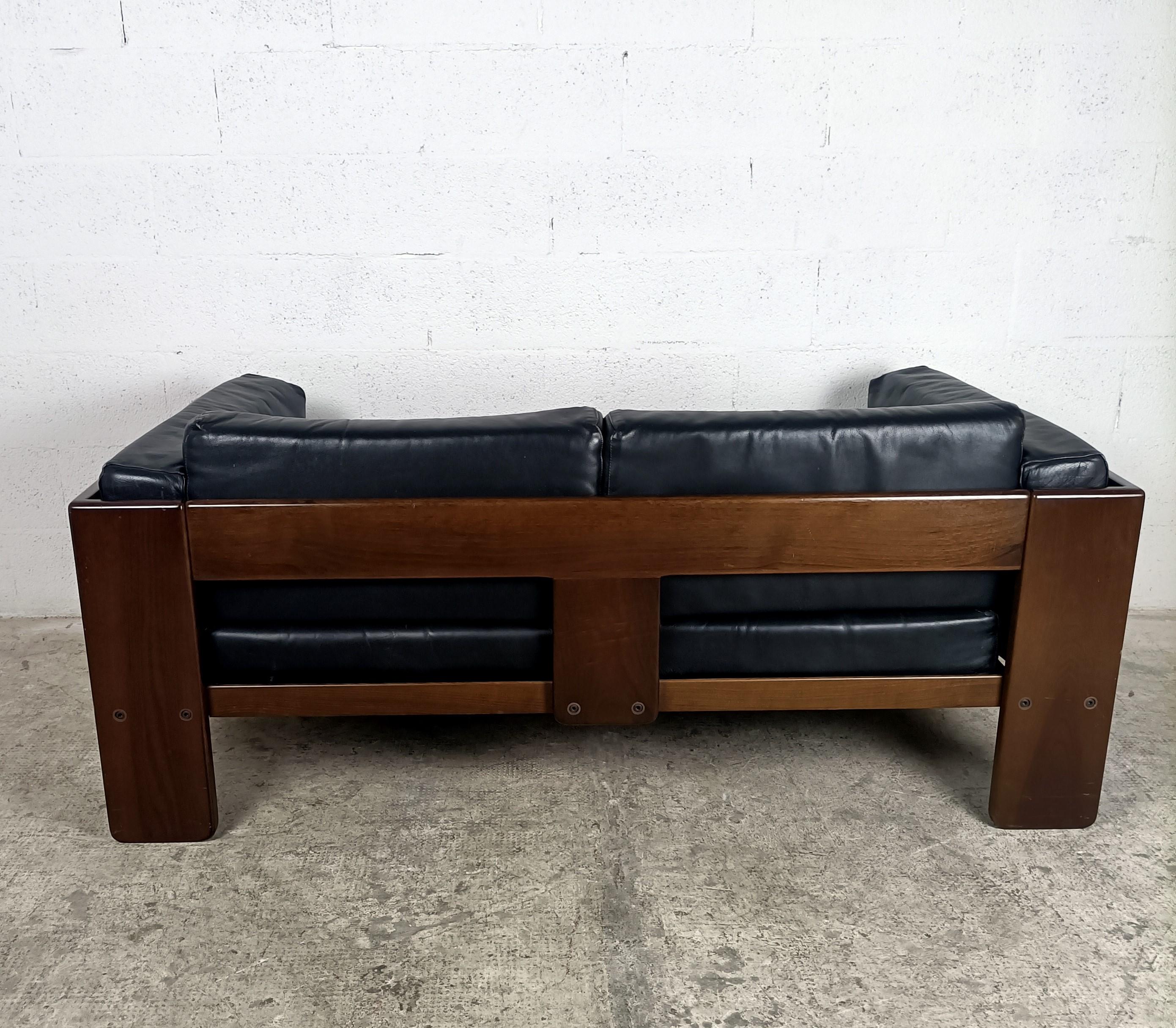 Italian Leather 2 Seater Bastiano Sofa by Afra & Tobia Scarpa for Gavina 60s