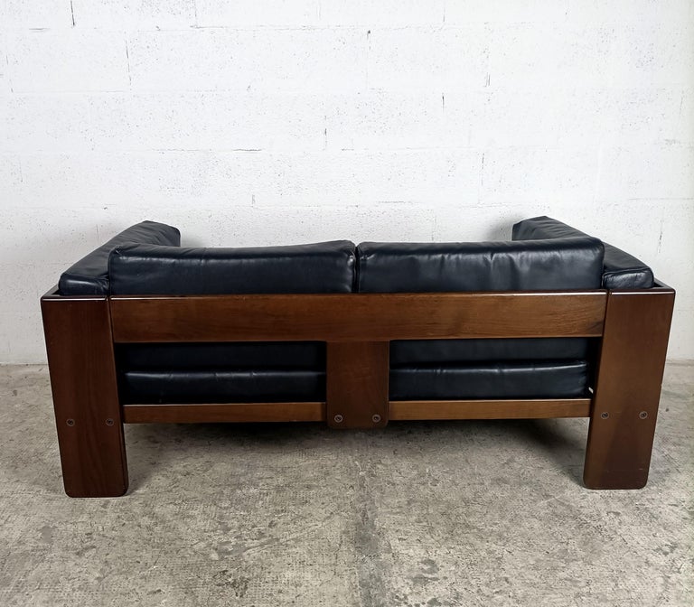 Italian Leather 2 Seater Bastiano Sofa by Afra & Tobia Scarpa for Gavina 60s 