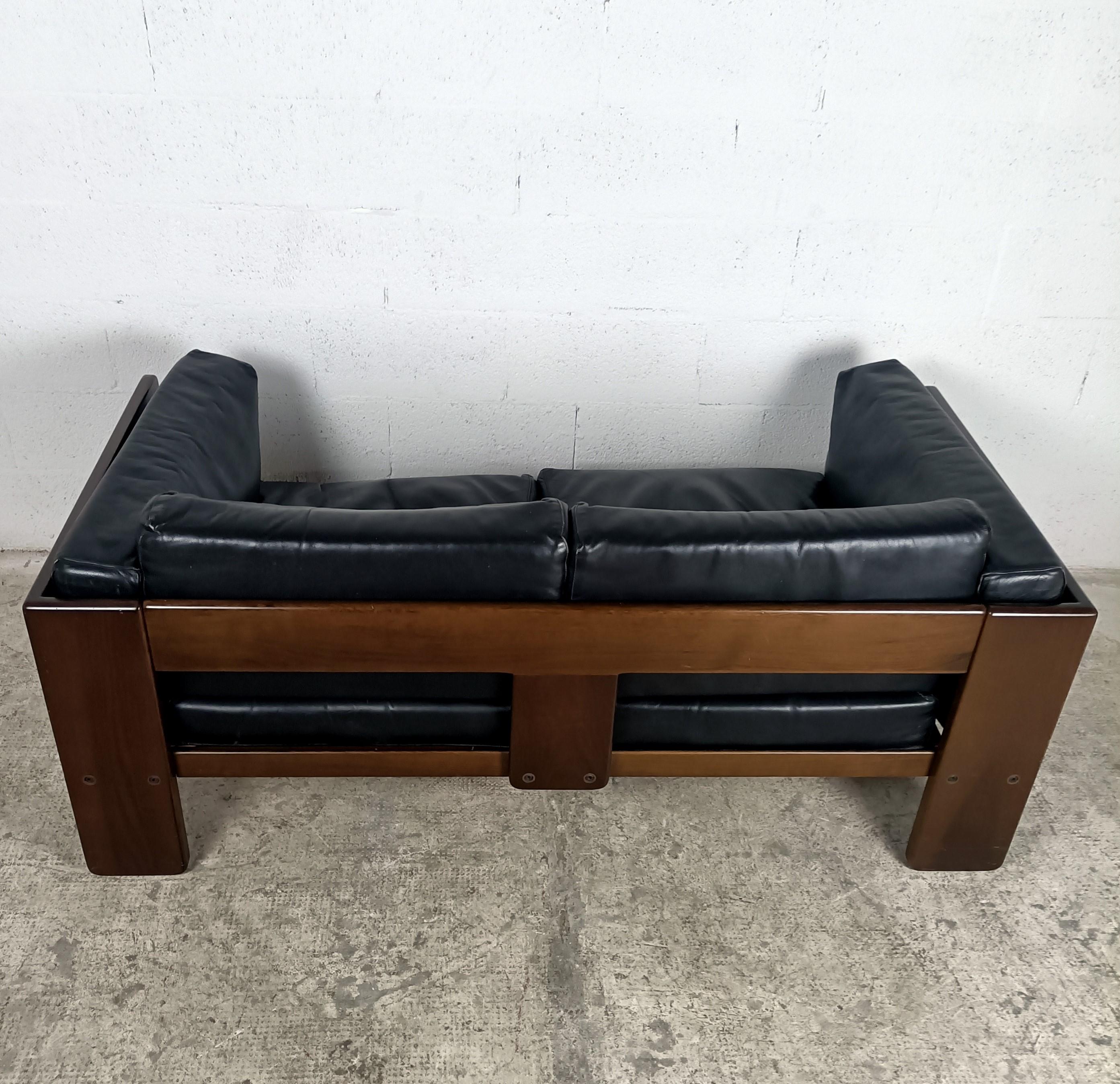 Mid-20th Century Leather 2 Seater Bastiano Sofa by Afra & Tobia Scarpa for Gavina 60s
