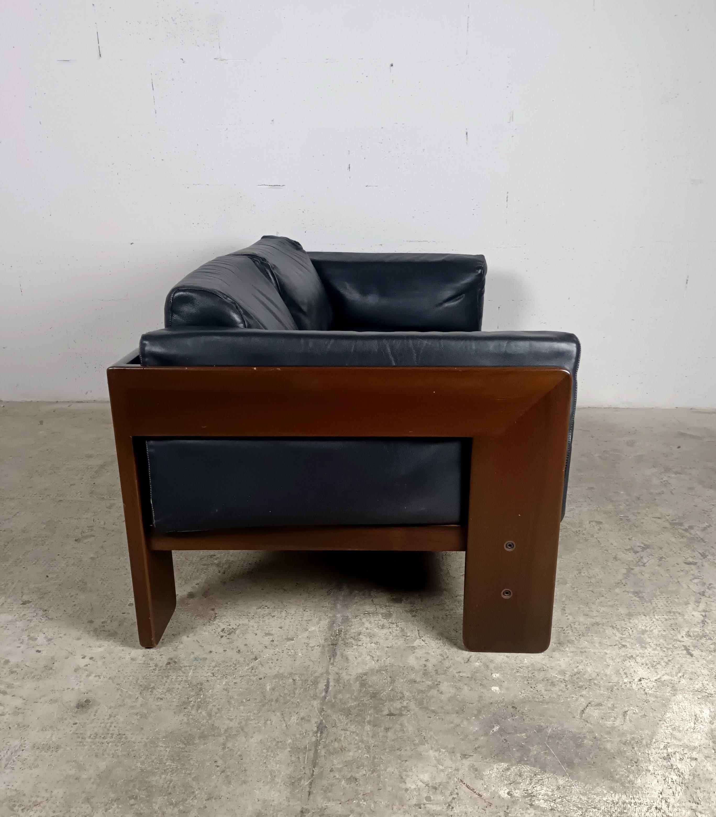 Leather 2 Seater Bastiano Sofa by Afra & Tobia Scarpa for Gavina 60s 1