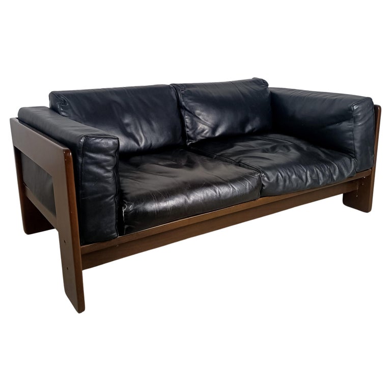 Leather 2 Seater Bastiano Sofa by Afra & Tobia Scarpa for Gavina 60s 