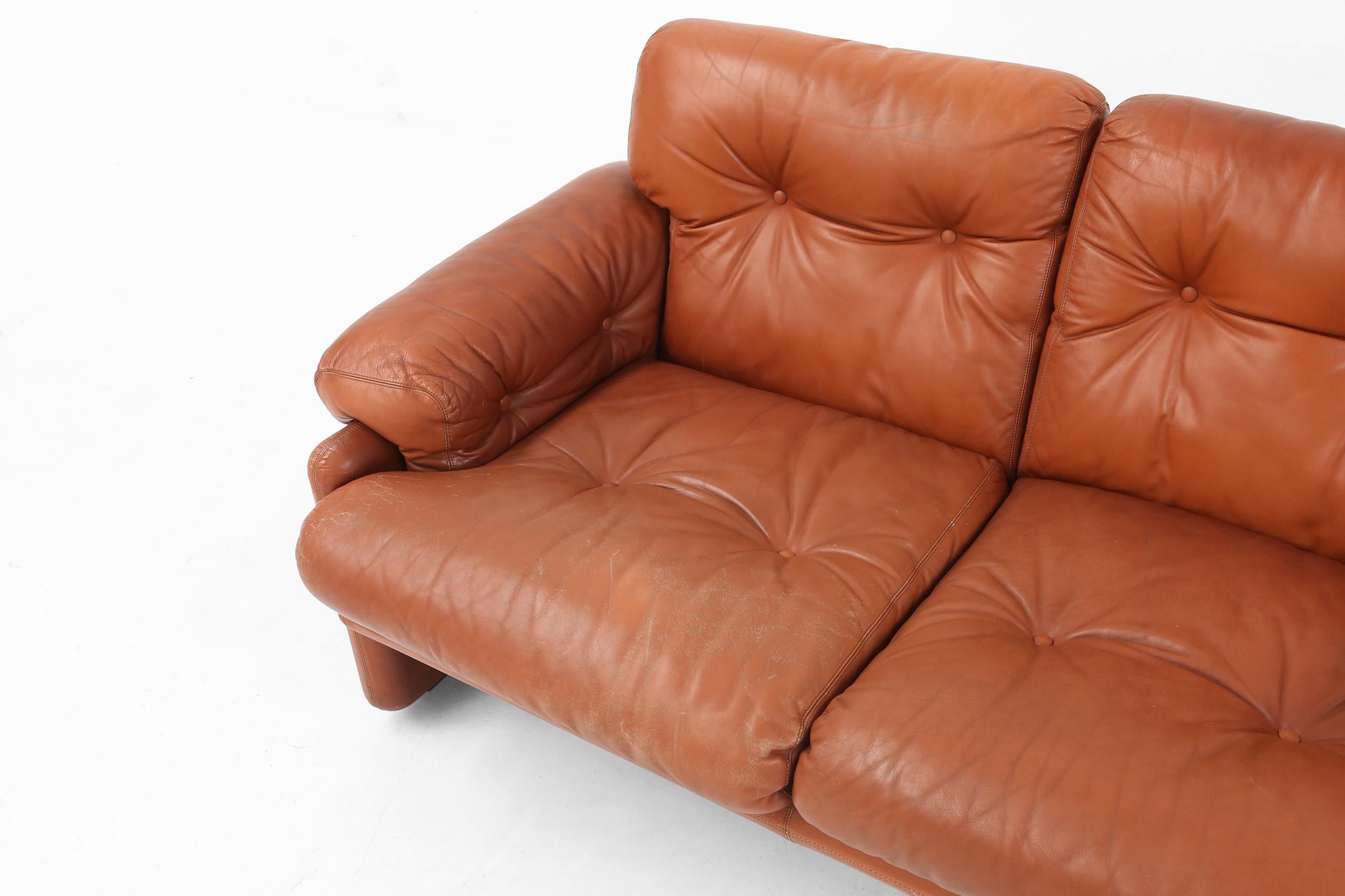 Leather 2-seater sofa Coronado by Tobia Scarpa for B&B Italia, Italy ca. 1960 For Sale 11