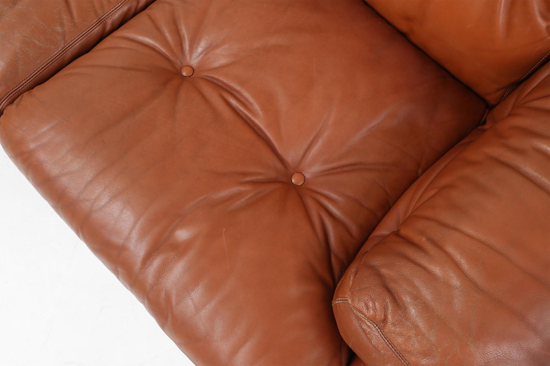 Leather 2-seater sofa Coronado by Tobia Scarpa for B&B Italia, Italy ca. 1960 For Sale 12
