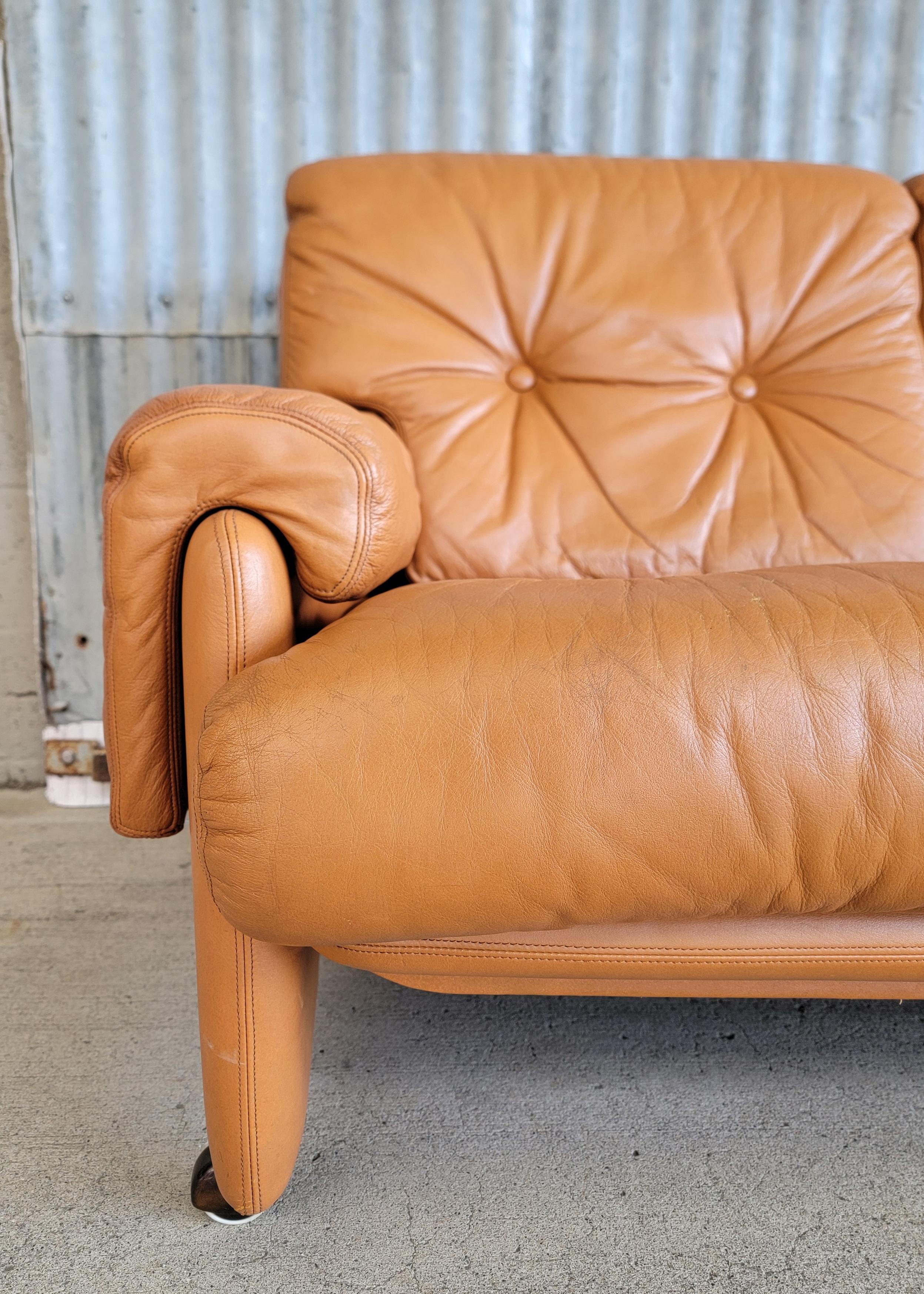 Leather 3 Seat Sofa Attributed to Tobia Scarpa For Sale 4