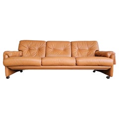 Leather 3 Seat Sofa Attributed to Tobia Scarpa