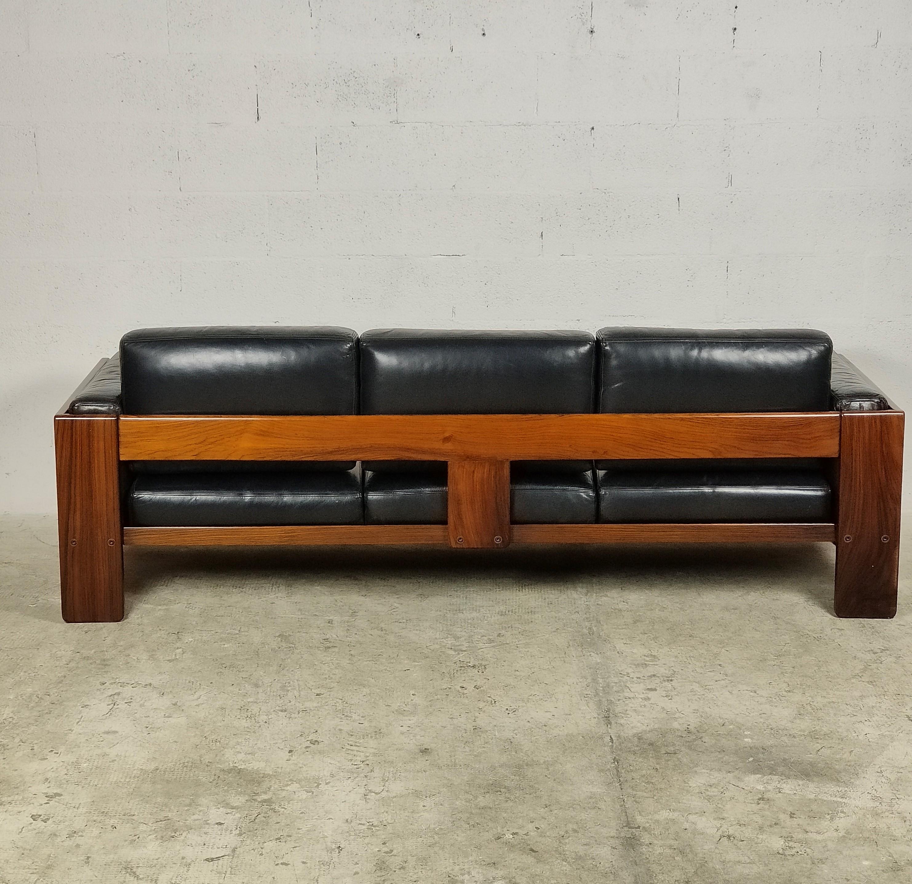 Leather 3 Seater Bastiano Sofa by Afra & Tobia Scarpa for Gavina 60s 3