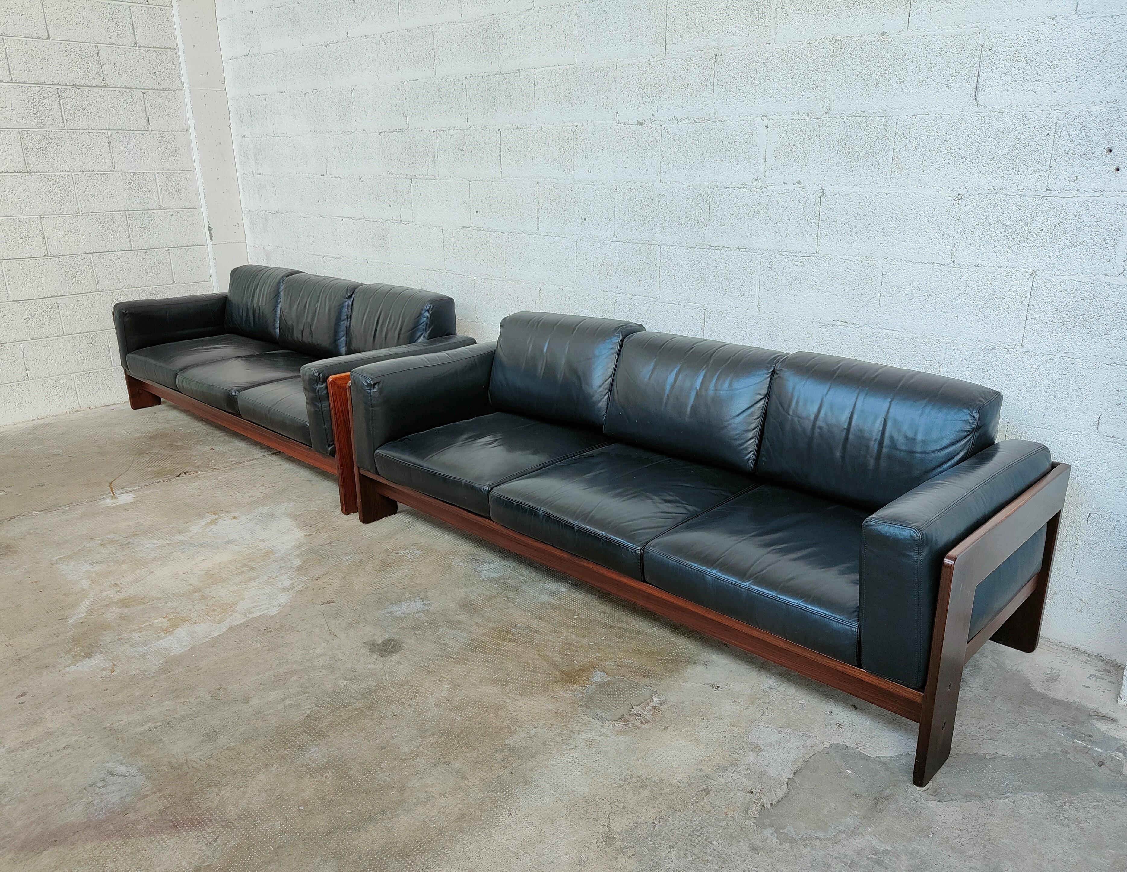 Leather 3 Seater Bastiano Sofa by Afra & Tobia Scarpa for Gavina 60s 4