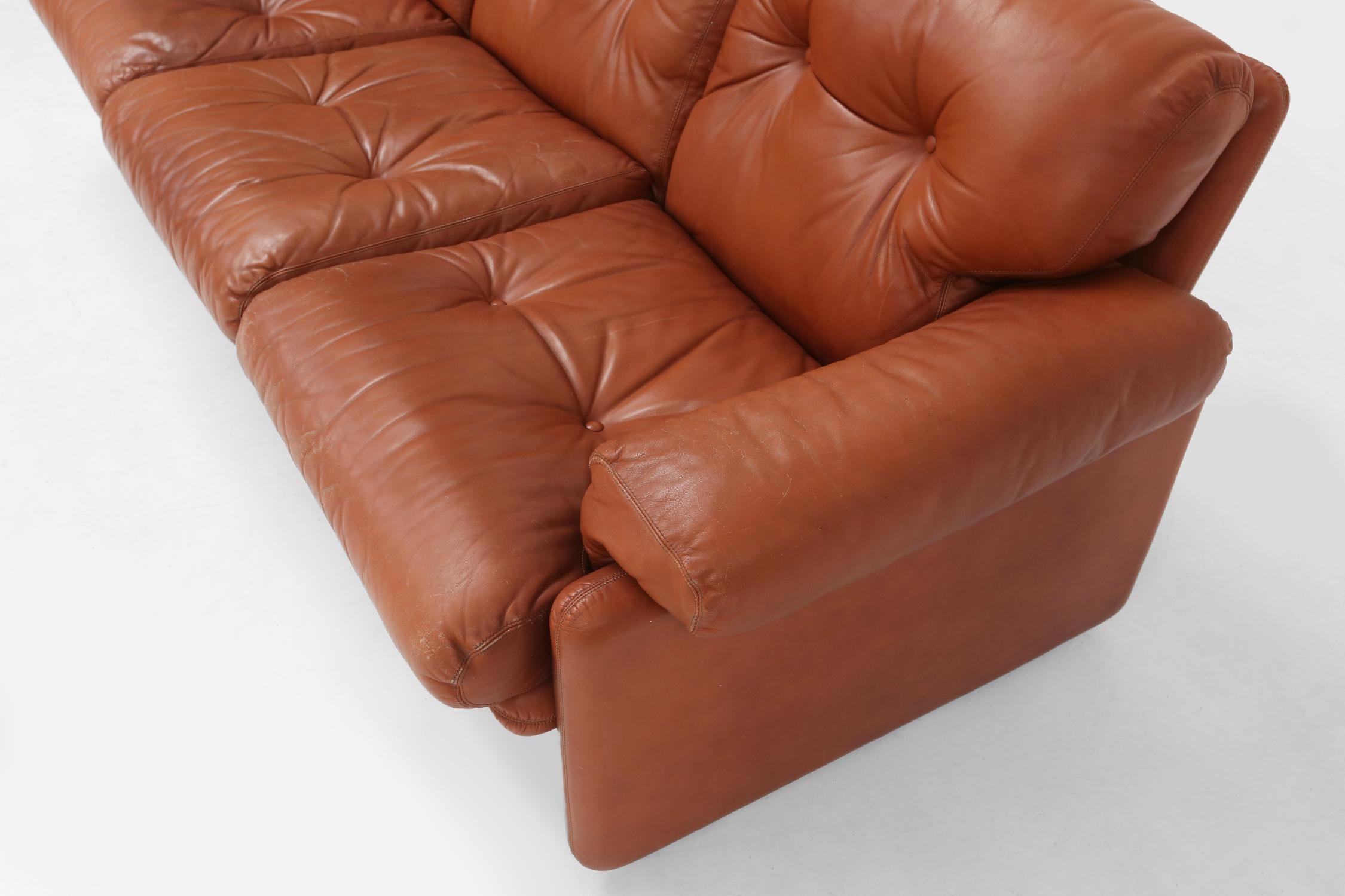 Leather 3-seater sofa Coronado by Tobia Scarpa for B&B Italia, Italy ca. 1960 For Sale 6