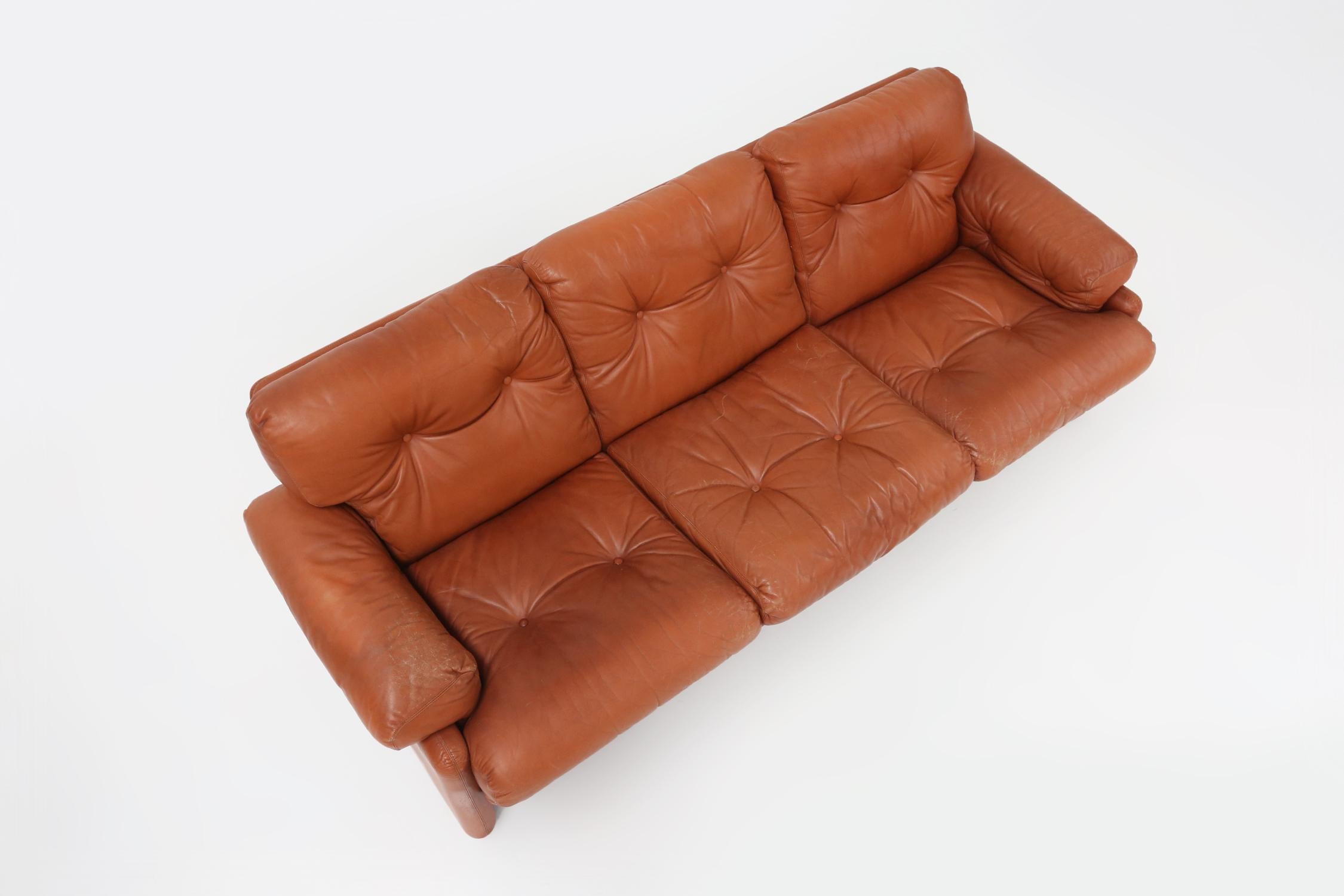 Leather 3-seater sofa Coronado by Tobia Scarpa for B&B Italia, Italy ca. 1960 For Sale 8