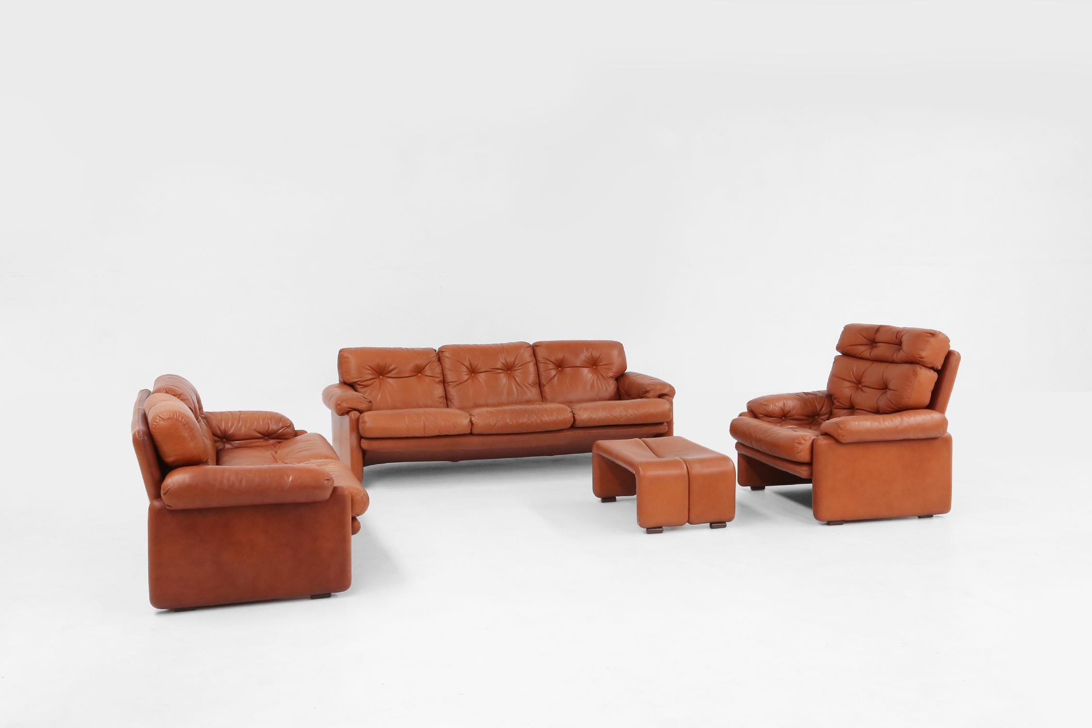Mid-Century Modern Leather 3-seater sofa Coronado by Tobia Scarpa for B&B Italia, Italy ca. 1960 For Sale