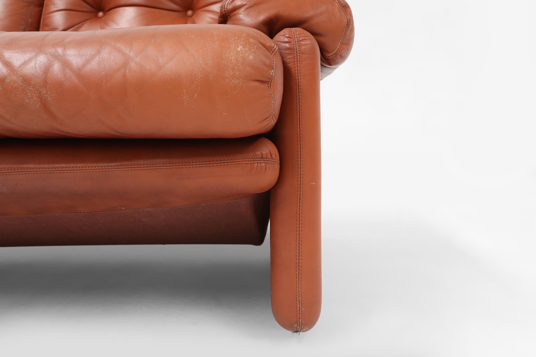Leather 3-seater sofa Coronado by Tobia Scarpa for B&B Italia, Italy ca. 1960 For Sale 1