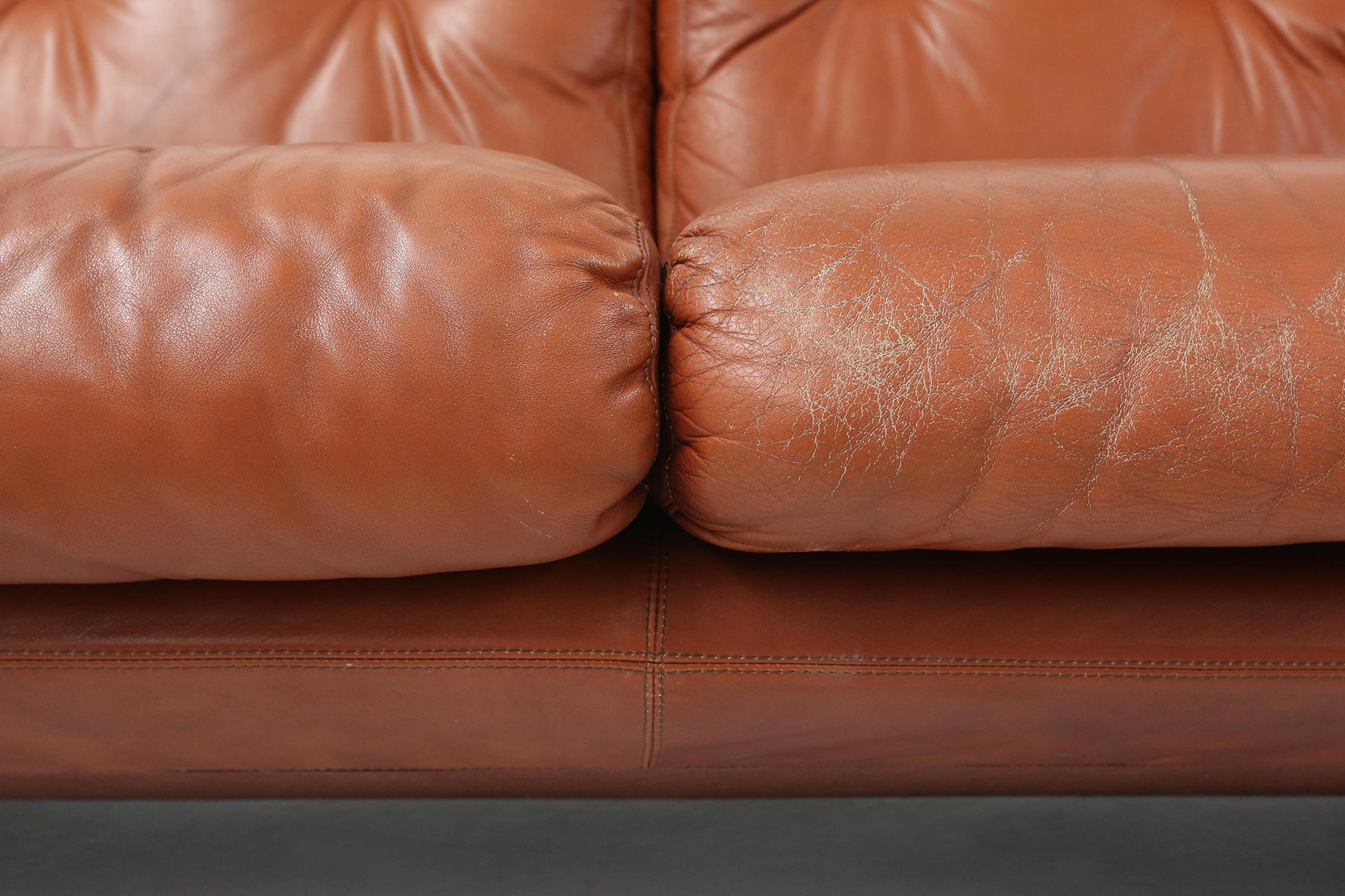 Leather 3-seater sofa Coronado by Tobia Scarpa for B&B Italia, Italy ca. 1960 For Sale 2