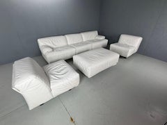 Leder 5-Sitzer Sofa "Fiandra" von Vico Magistretti für Cassina, 1970, Italien