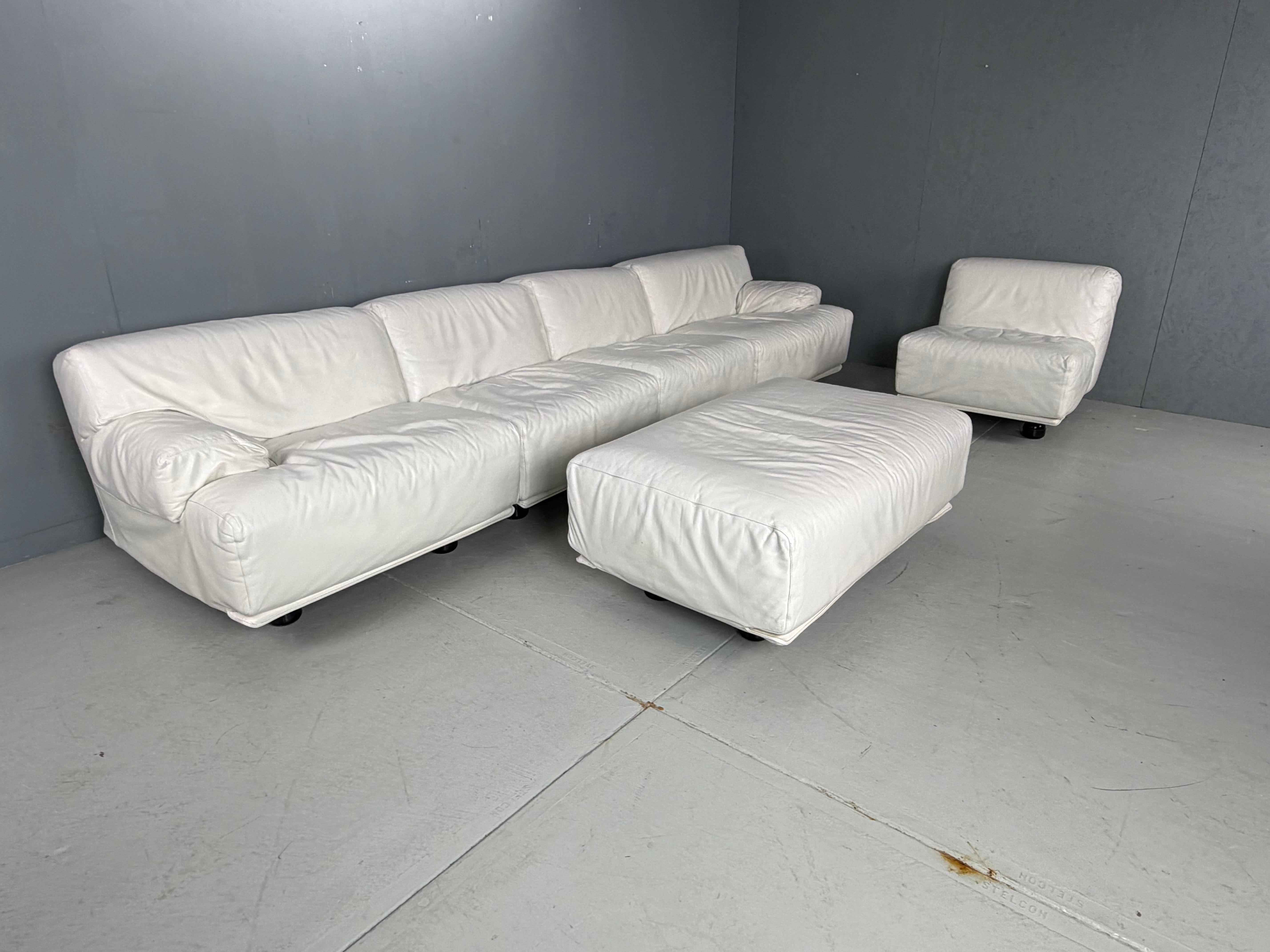 Mid-Century Modern Canapé 5 places en cuir 