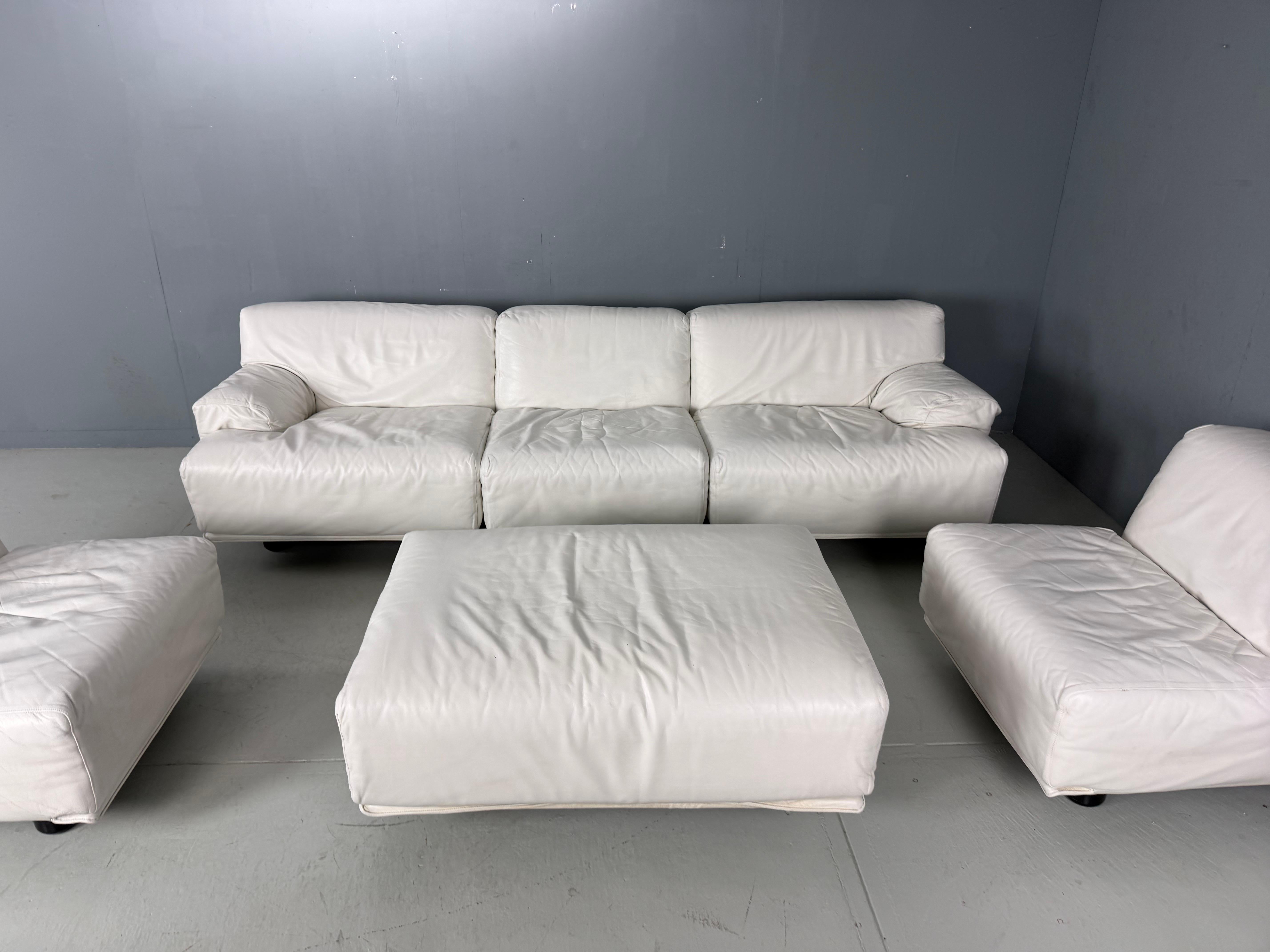 Fin du 20e siècle Canapé 5 places en cuir 