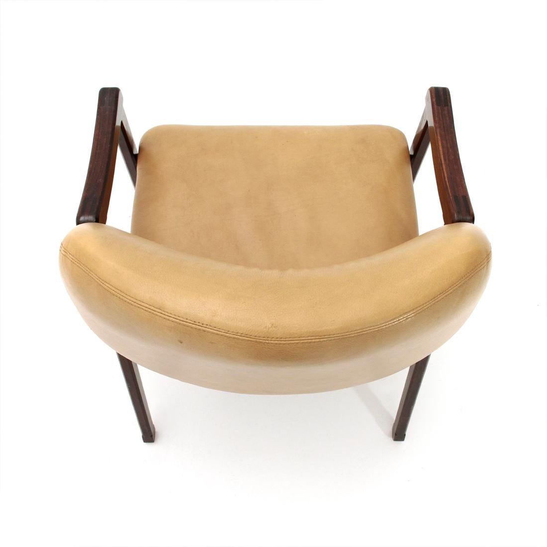 Leather 814 Armchair by Ico Parisi for Cassina, 1960s In Good Condition In Savona, IT