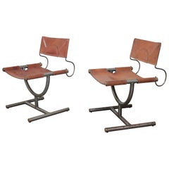 Leather Afra & Tobia Scarpa, 2 Chairs for the Benetton