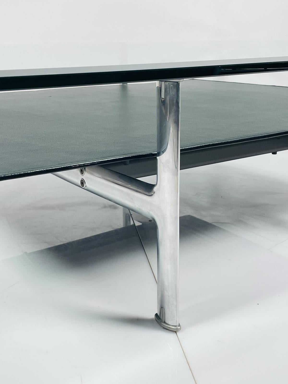 Leather, Aluminum & Glass Coffee Table by Antonio Citterio for B&B Italia For Sale 7
