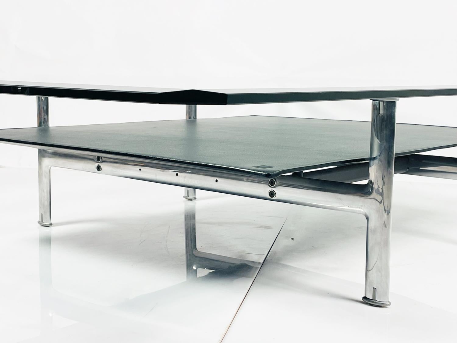 Leather, Aluminum & Glass Coffee Table by Antonio Citterio for B&B Italia For Sale 10