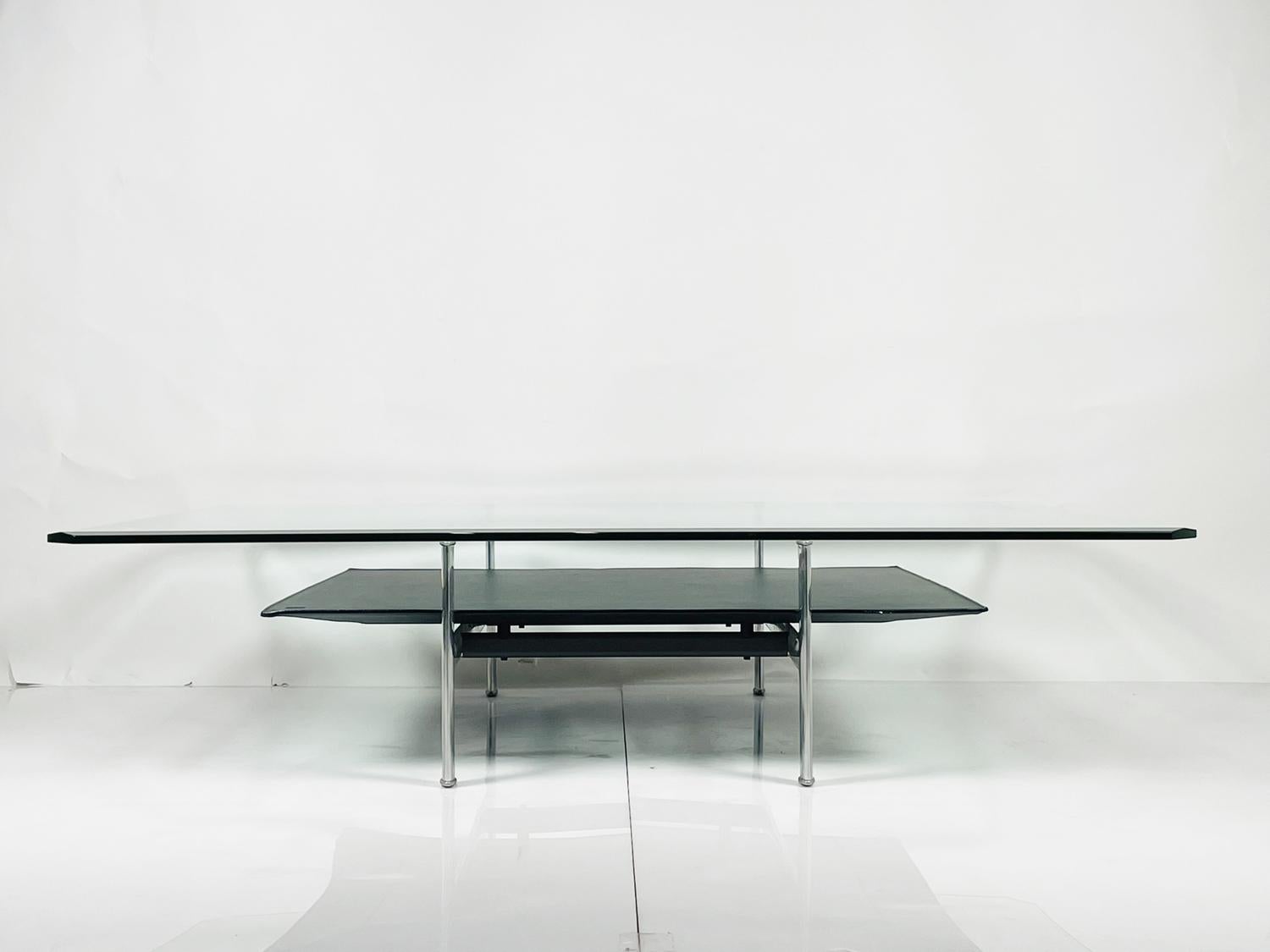 Modern Leather, Aluminum & Glass Coffee Table by Antonio Citterio for B&B Italia For Sale