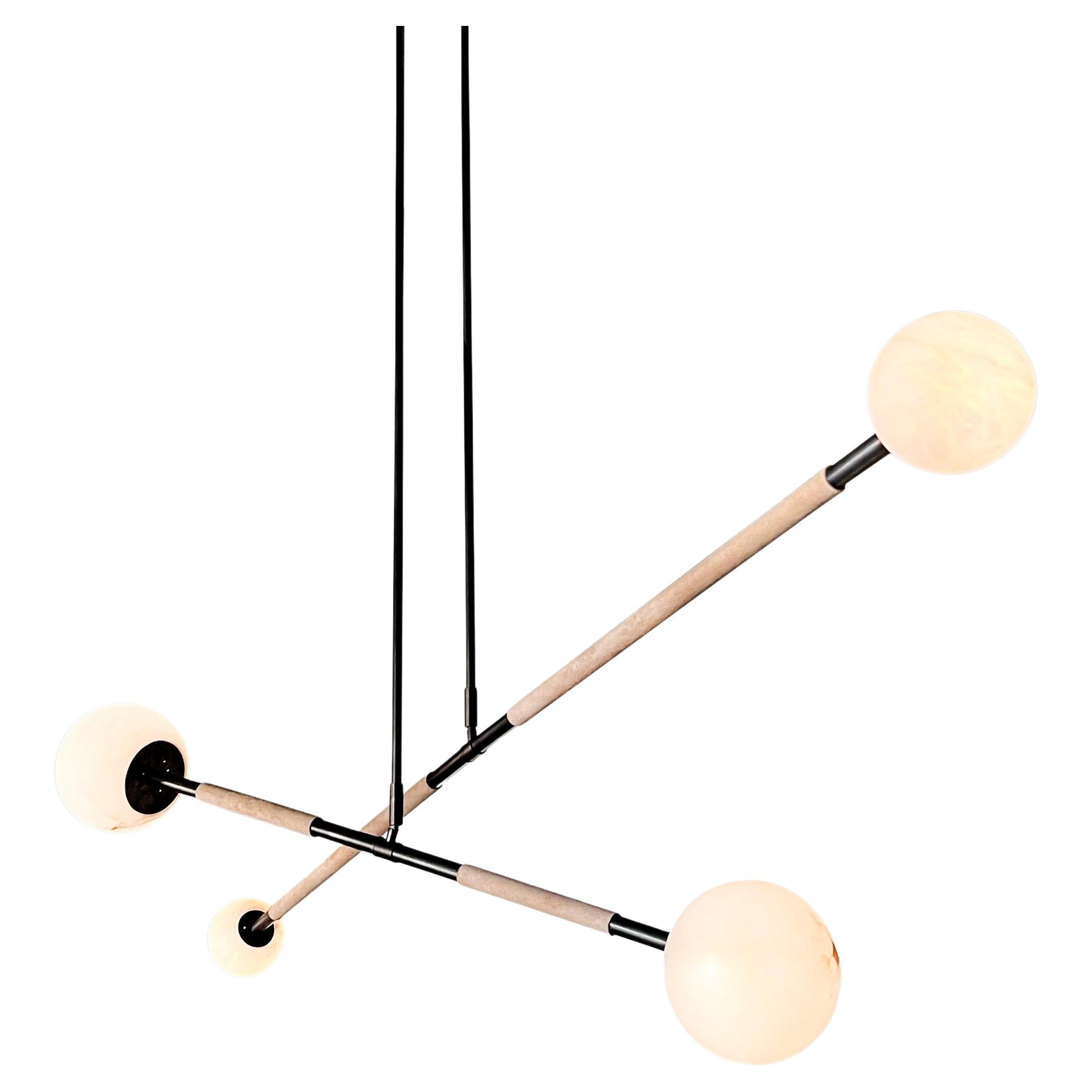 Leather and Alabaster Mobile Chandelier by Contain For Sale