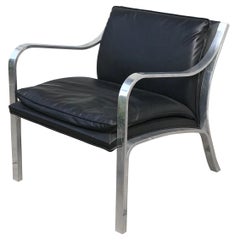 Leather and Aluminum Lounge Chair by Founders Furniture