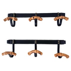 Leather and Bamboo Coat Rack by Jacques Adnet, 1950s France