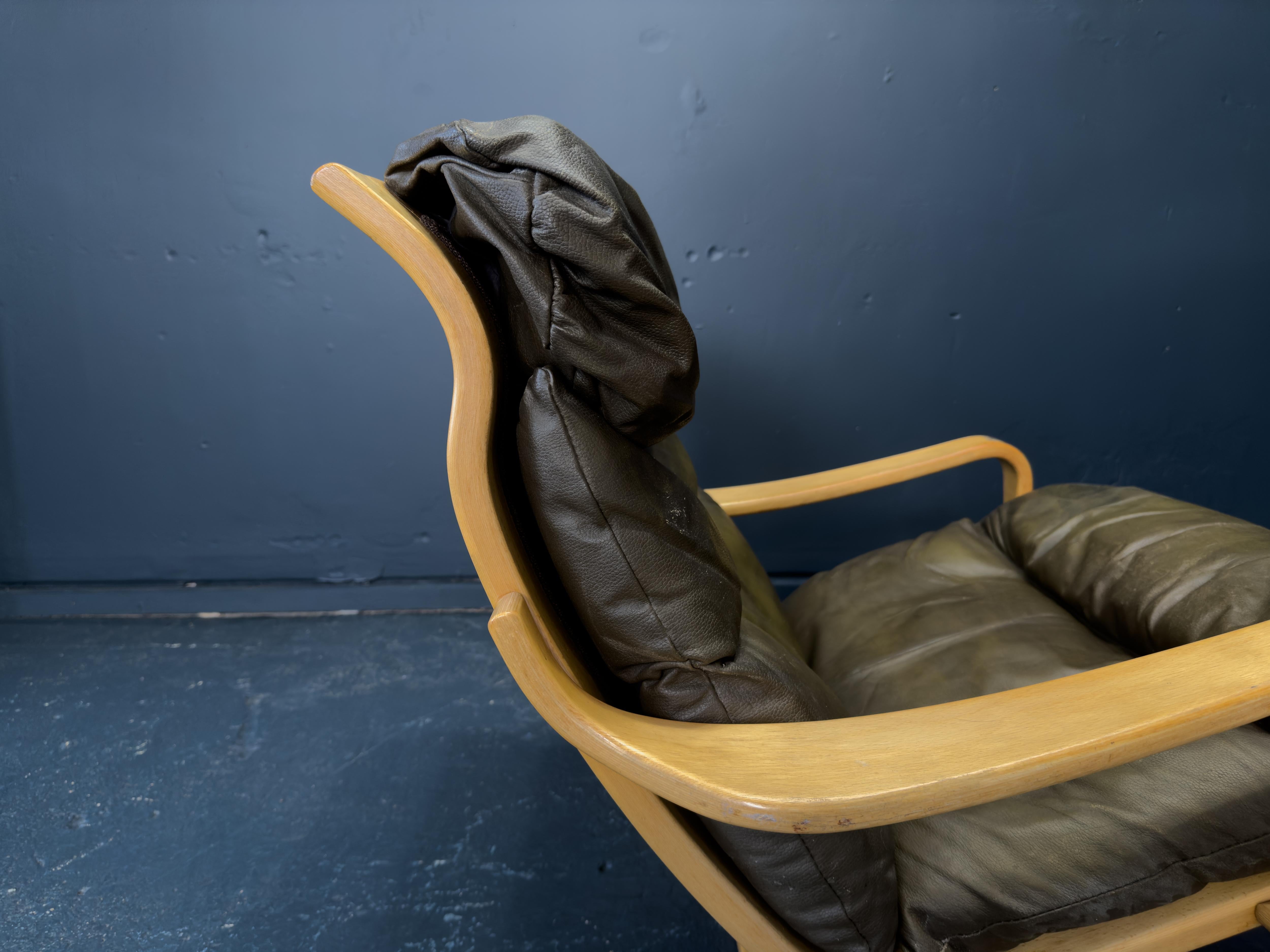 Leather and Beech Armchair 2