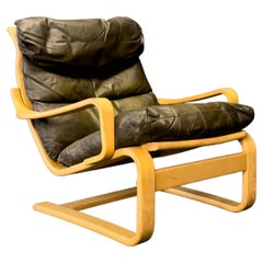 Leather and Beech Armchair