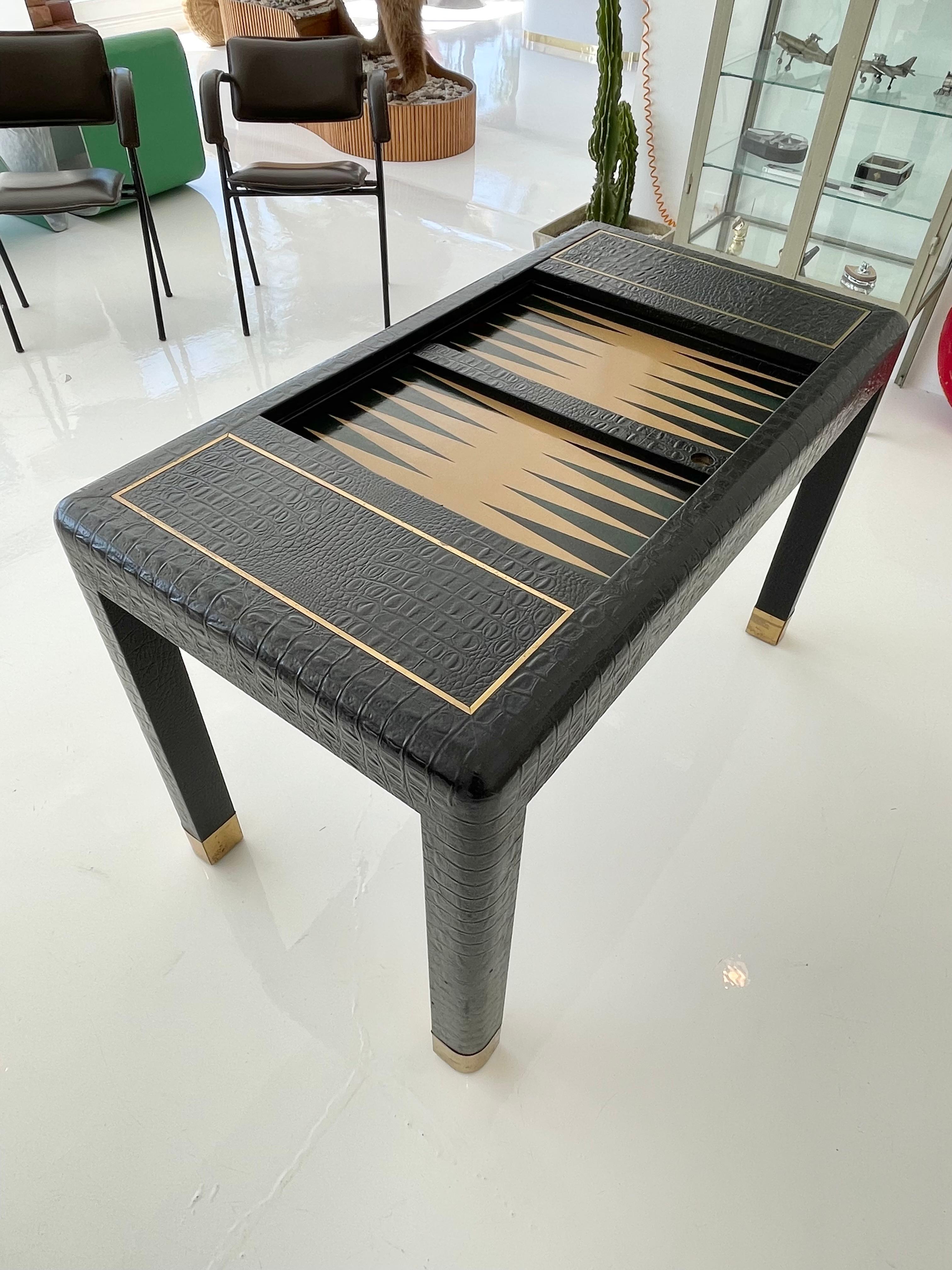 Leather and Brass Backgammon Table 6