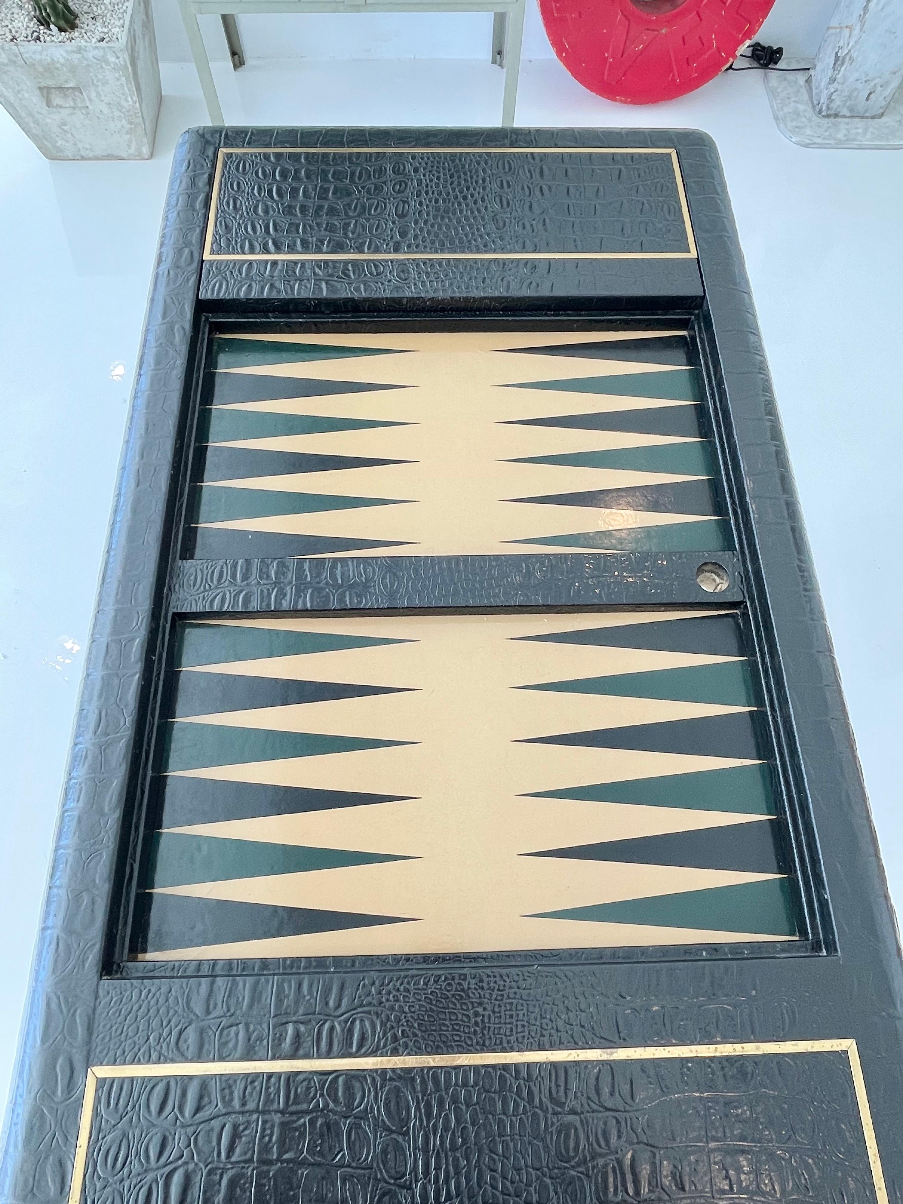 Leather and Brass Backgammon Table 8