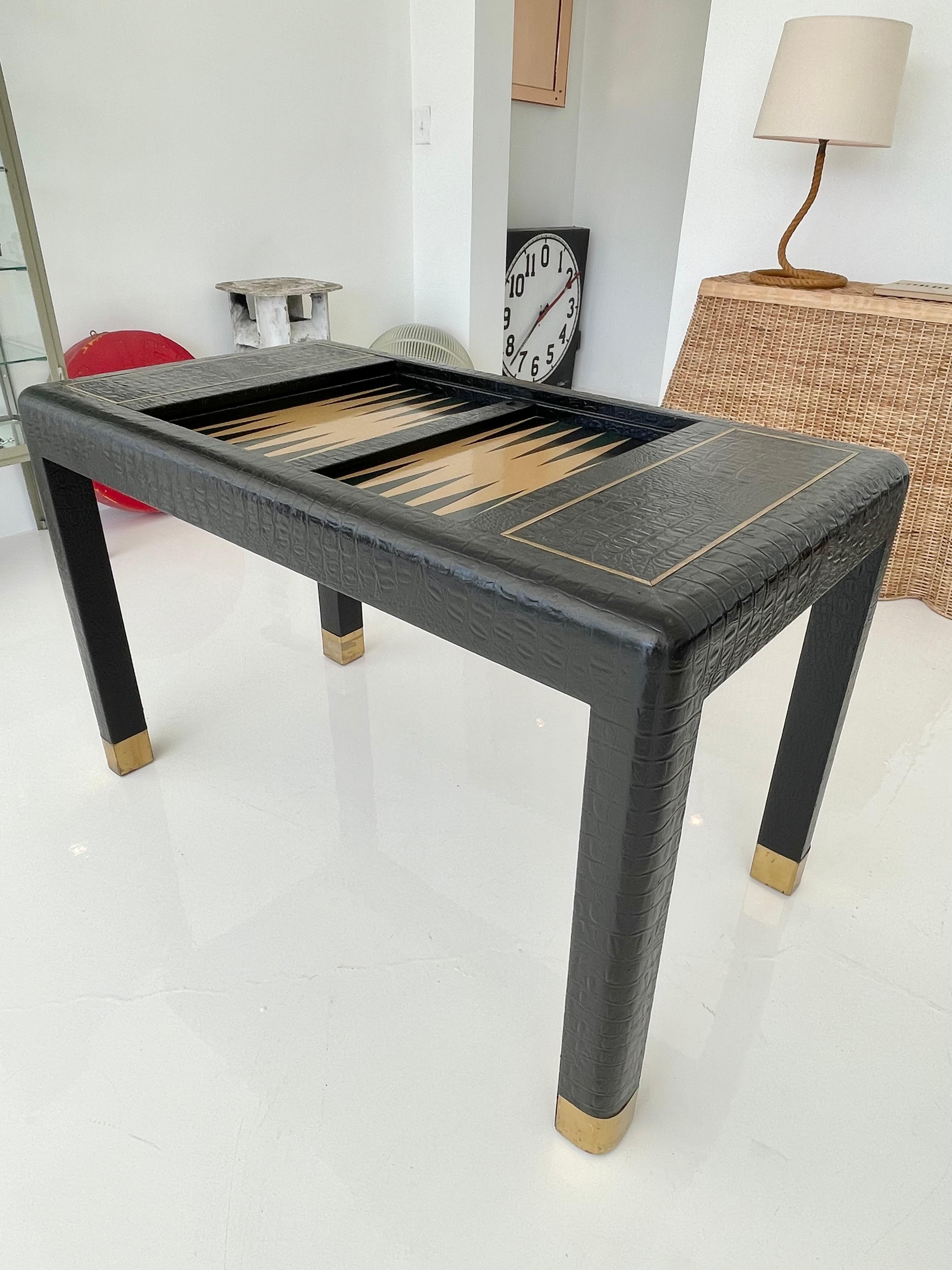 Leather and Brass Backgammon Table 3