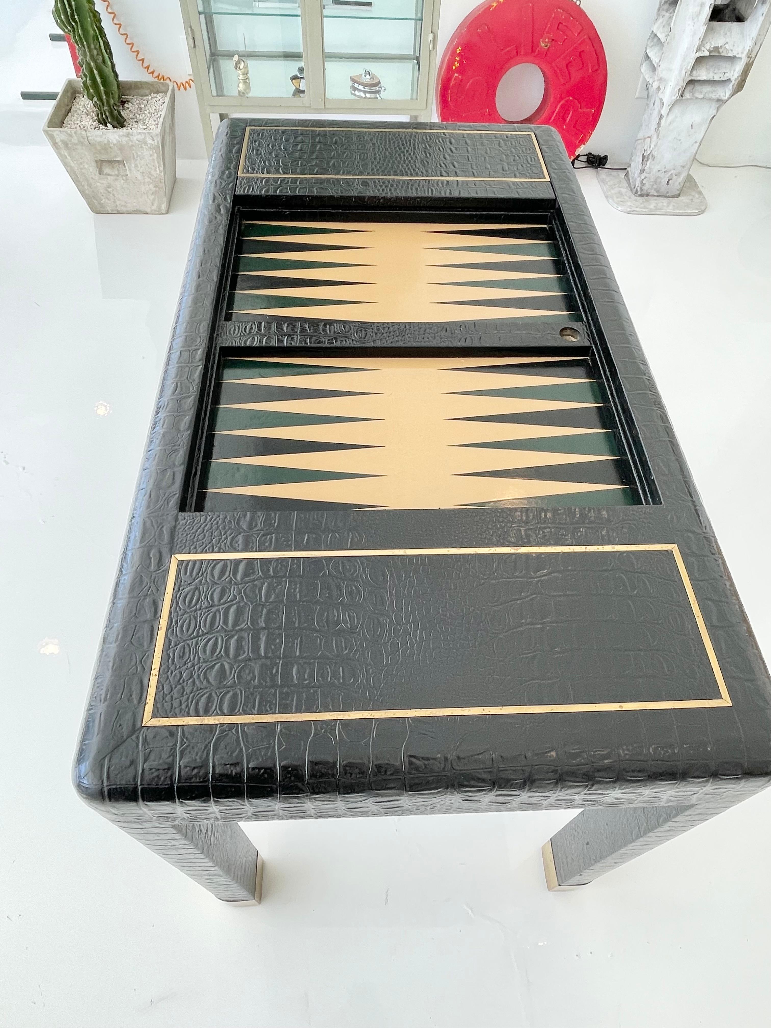 Leather and Brass Backgammon Table 4