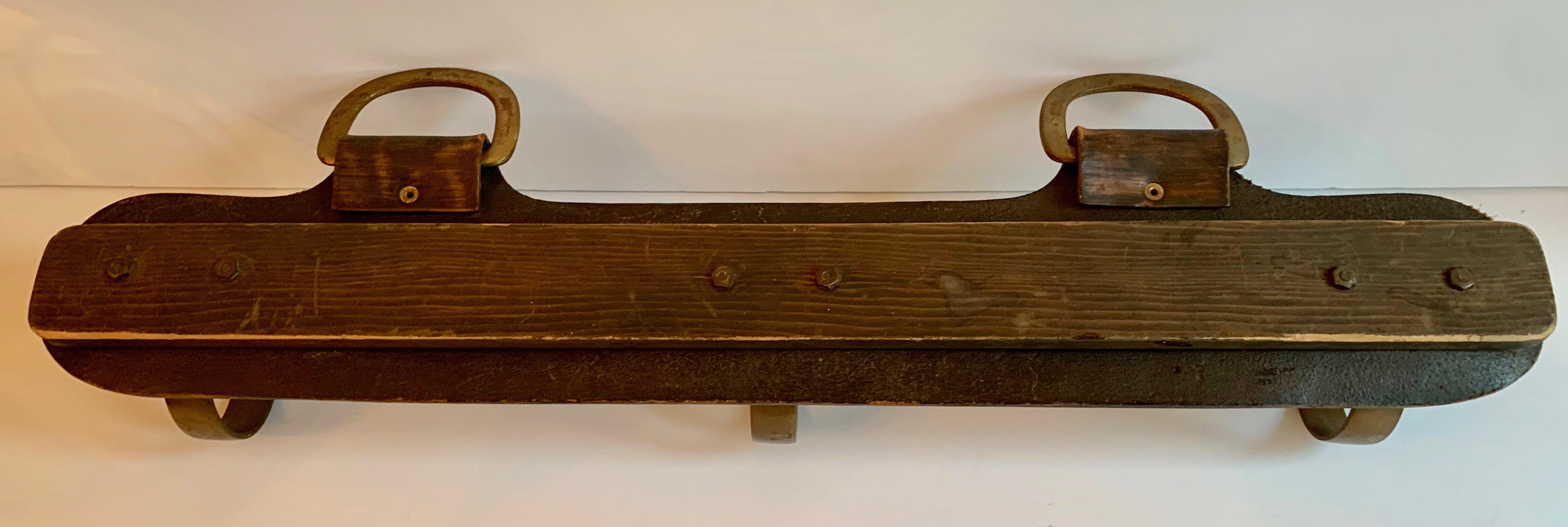 Leather and Brass Coat Hook Rack in the Manner of Adnet 3