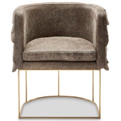 Leather and Brass Contemporary Falcon Tub Chair by Egg Designs