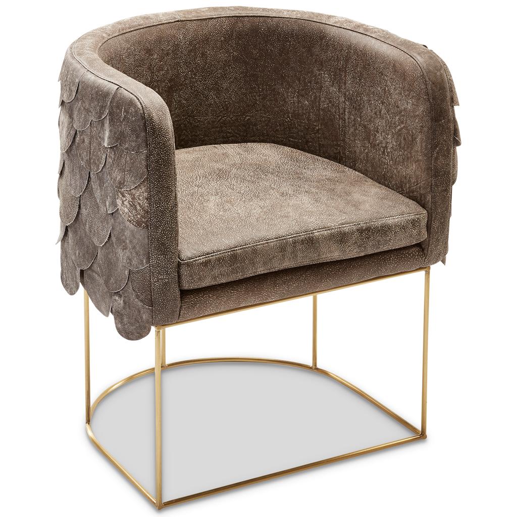 Contemporary Falcon Tub Chair aus Leder und Messing von Egg Designs (21. Jahrhundert und zeitgenössisch) im Angebot