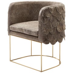 Leather and Brass Contemporary Falcon Tub Chair by Egg Designs