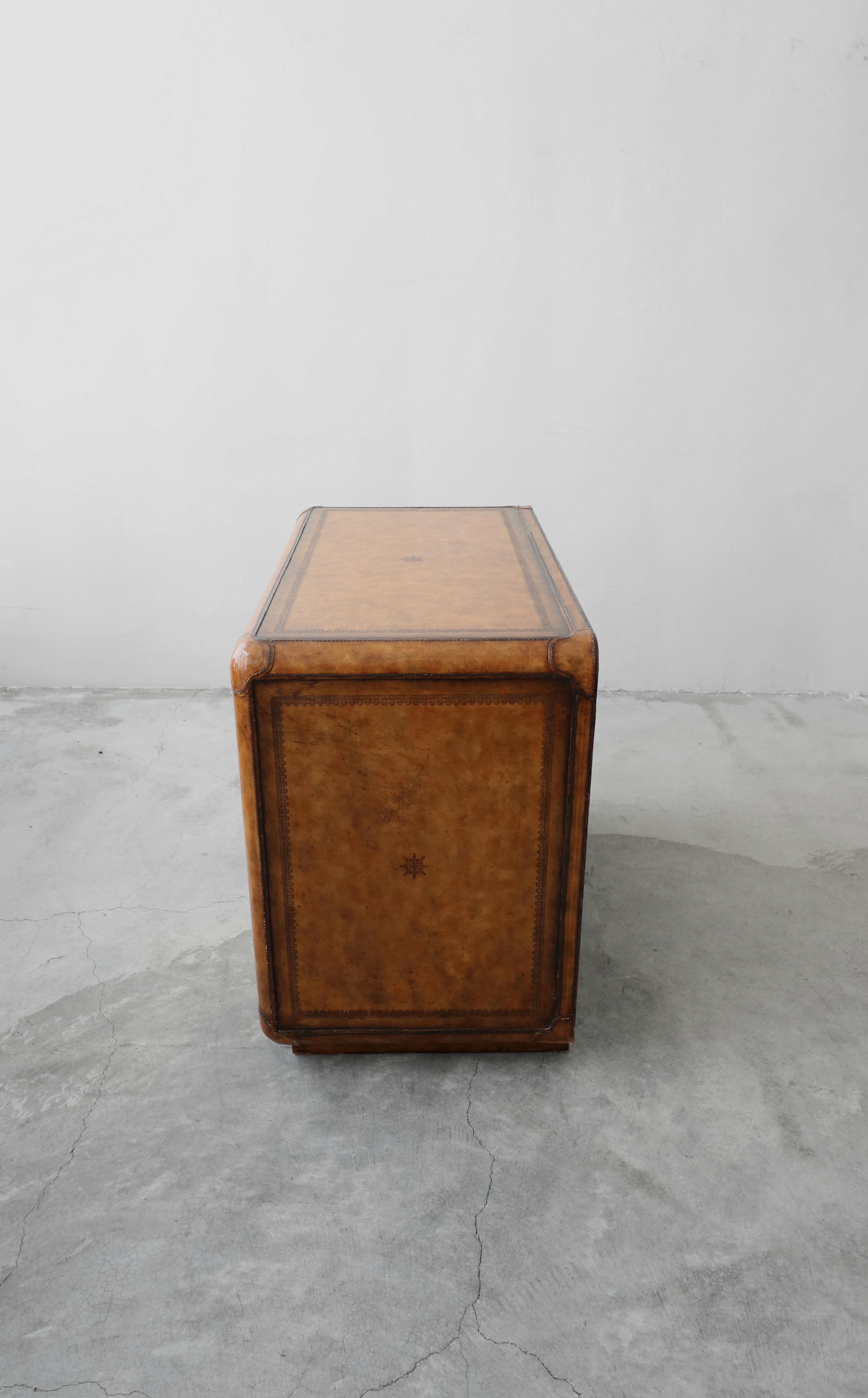 20th Century Leather and Brass Dresser Chest by Maitland Smith