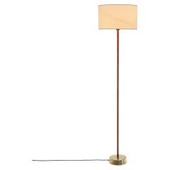Leather and Brass Floor Lamp by Hans Bergström (Attr.), Sweden Mid-20th Century