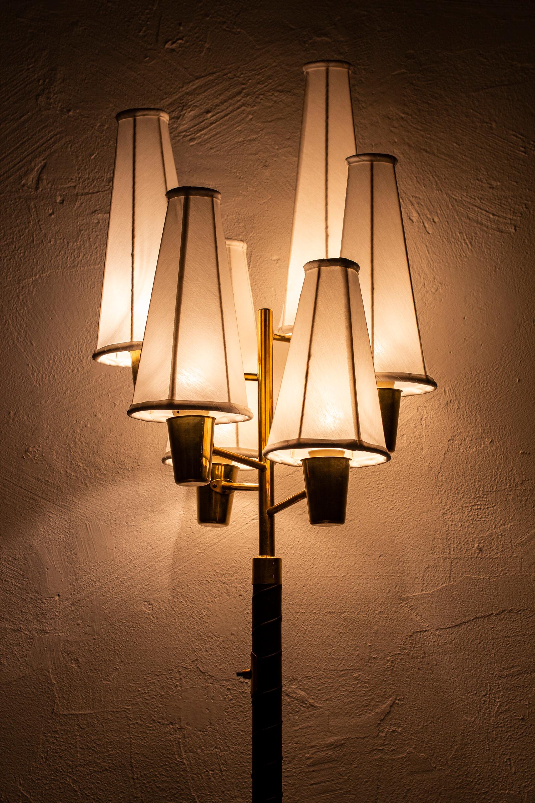 Leather and Brass Floor Lamp by Hans Bergström, Sweden, 1940s, Swedish Modern 2